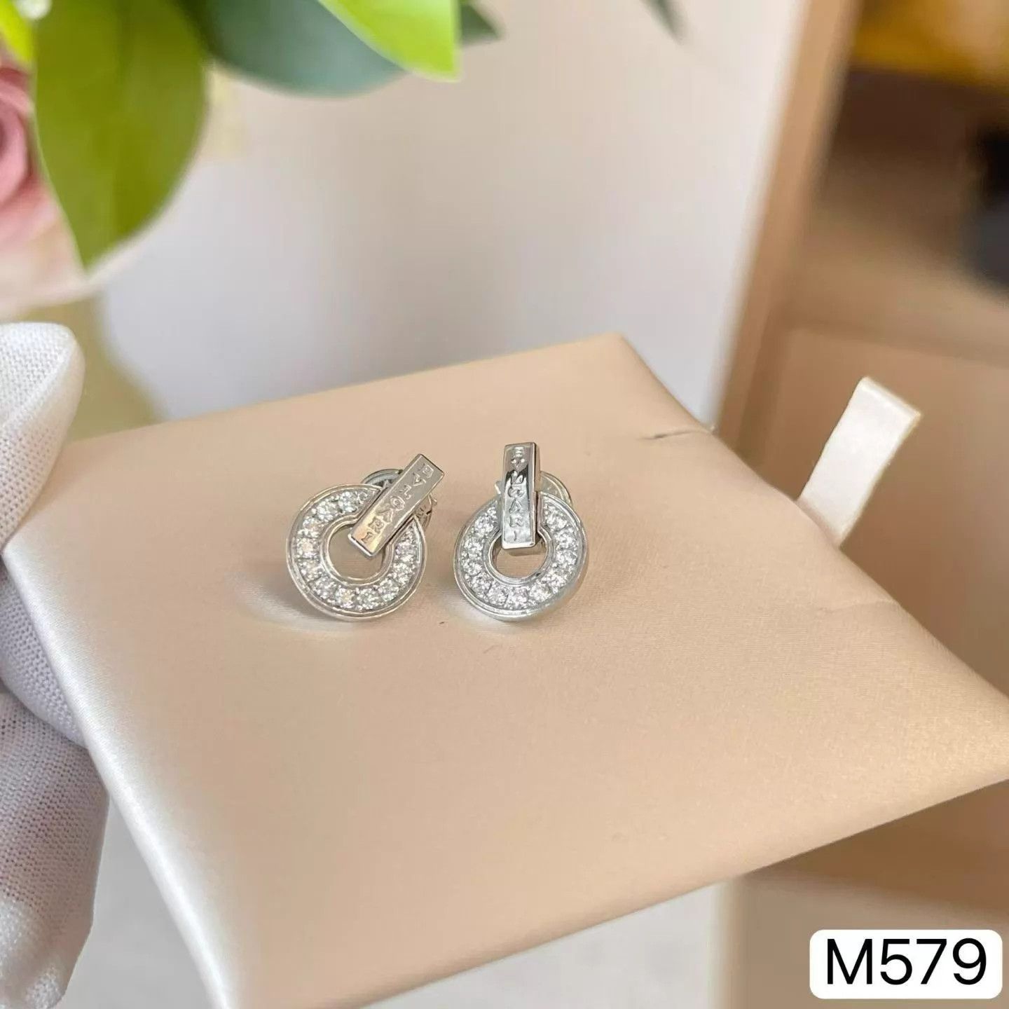 Bvlgari BVLGARI Coin Pave Diamond Disc Earrings Like New 58500 MSRP Size ONE SIZE - 1 Thumbnail