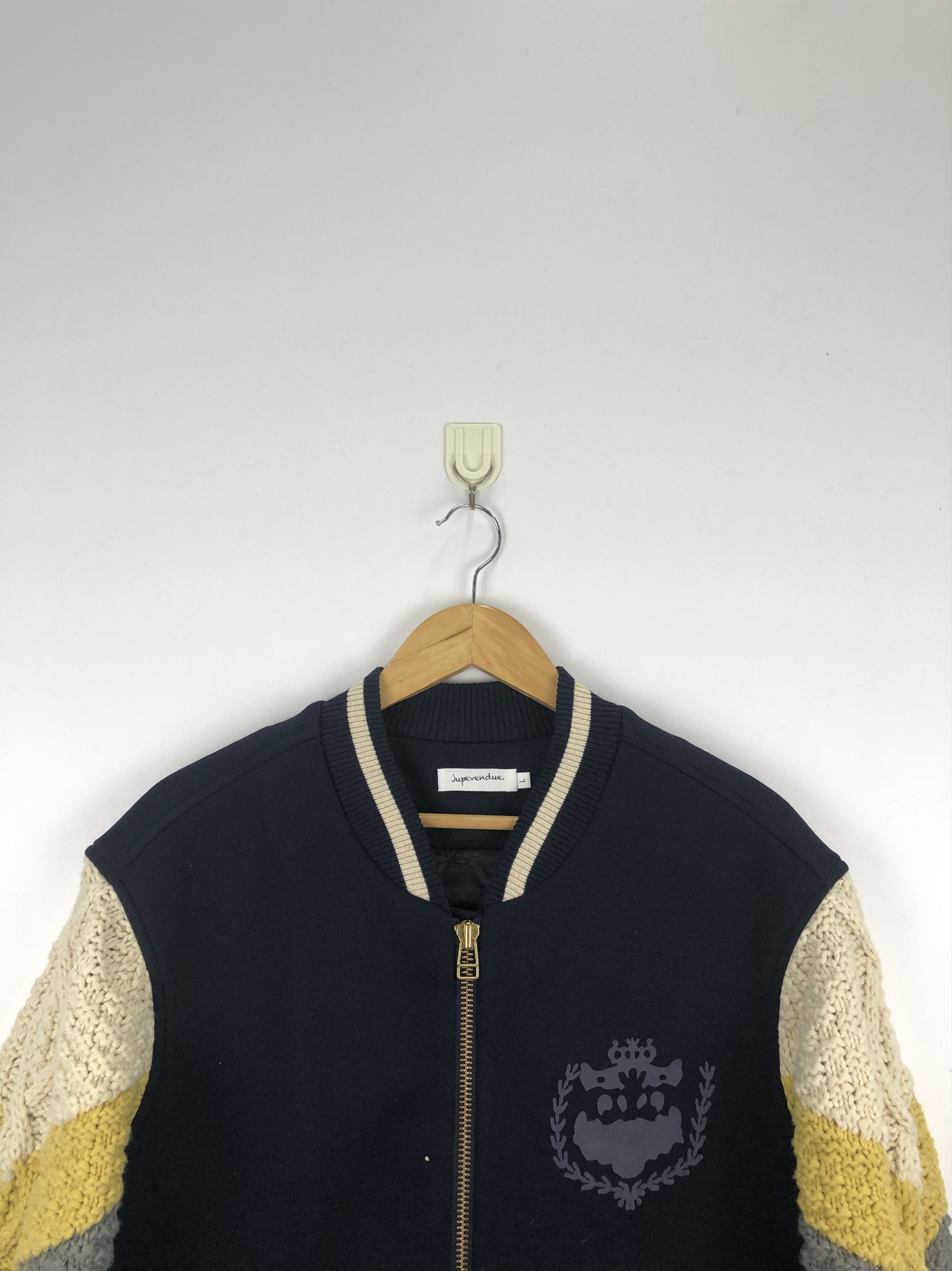Japanese Brand × Vintage Vintage Japanese Brand Wool Knit Sleeve Bomber Jacket Size US L / EU 52-54 / 3 - 2 Thumbnail