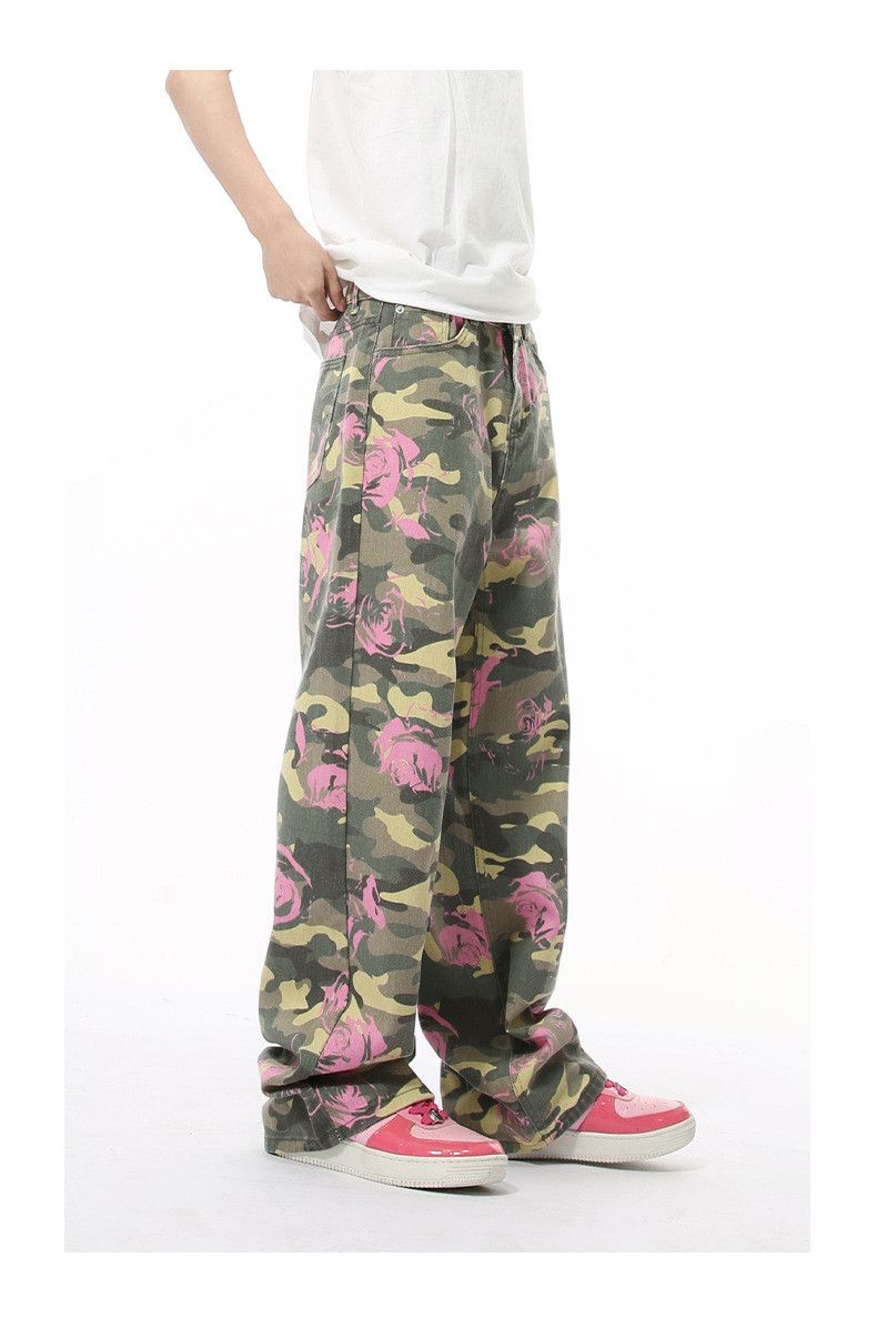 Japanese Brand × Jean Fashion pink rose camouflage heavy loose straight jeans Size US 32 / EU 48 - 5 Thumbnail