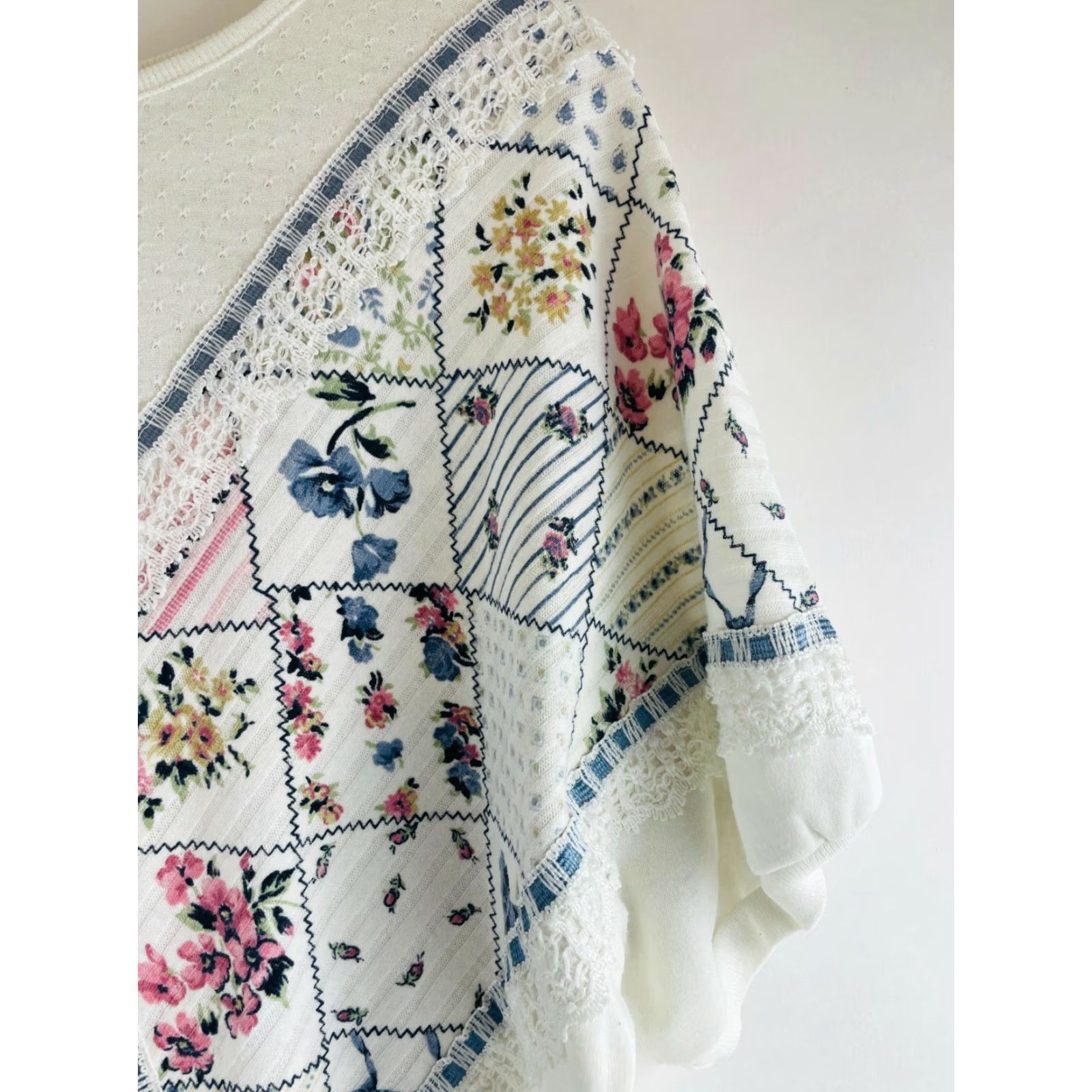 Vintage Alabuy Lace Shirt Women M White Vintage Boat Neck Floral Chevron Size M / US 6-8 / IT 42-44 - 4 Thumbnail