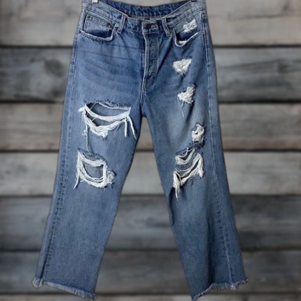 Vintage CARMAR Jeans Womens 28 High Waisted Straight Leg Distressed Crop Blue Size 28" / US 6 / IT 42 - 1 Thumbnail