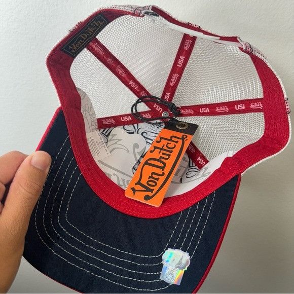 Designer × Von Dutch NWT VON DUTCH TRI COLOR NAVY, WHITE, BLUE TRUCKER HAT Size ONE SIZE - 5 Thumbnail