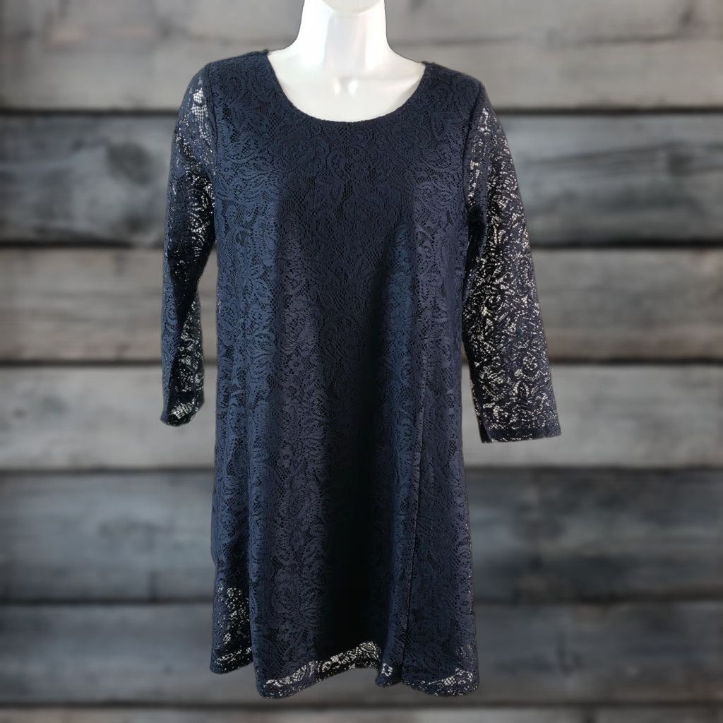 Abercrombie & Fitch Abercrombie & Fitch Womens Dress Mini Sz S Blue Lace 3/4 Sleeve Size S / US 4 / IT 40 - 1 Thumbnail