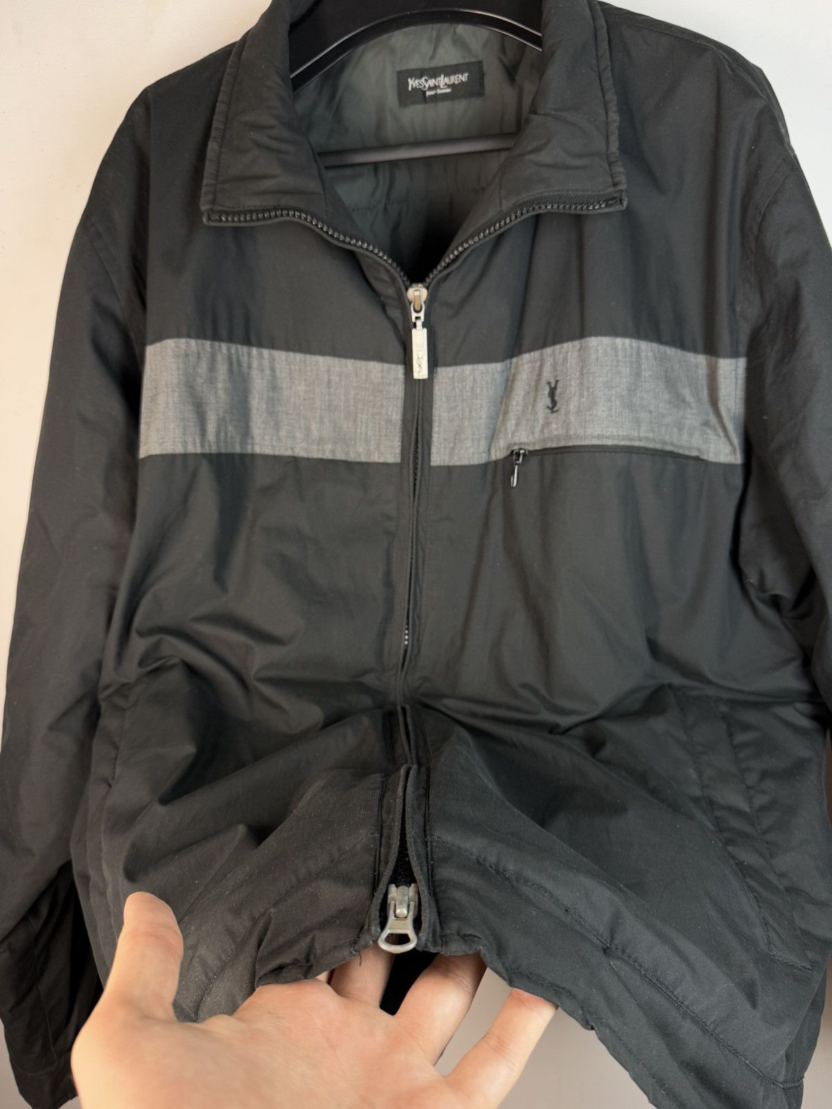 Warm YSL Jacket Black/Grey Autumn Bomber Vintage Luxury