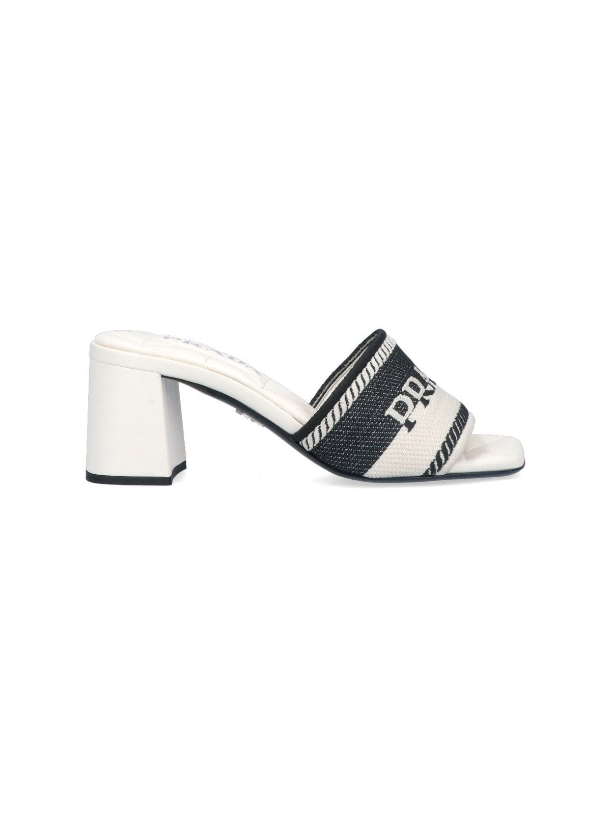 image of Prada Embroidered Sandals Size 36.5 in Black, Women's