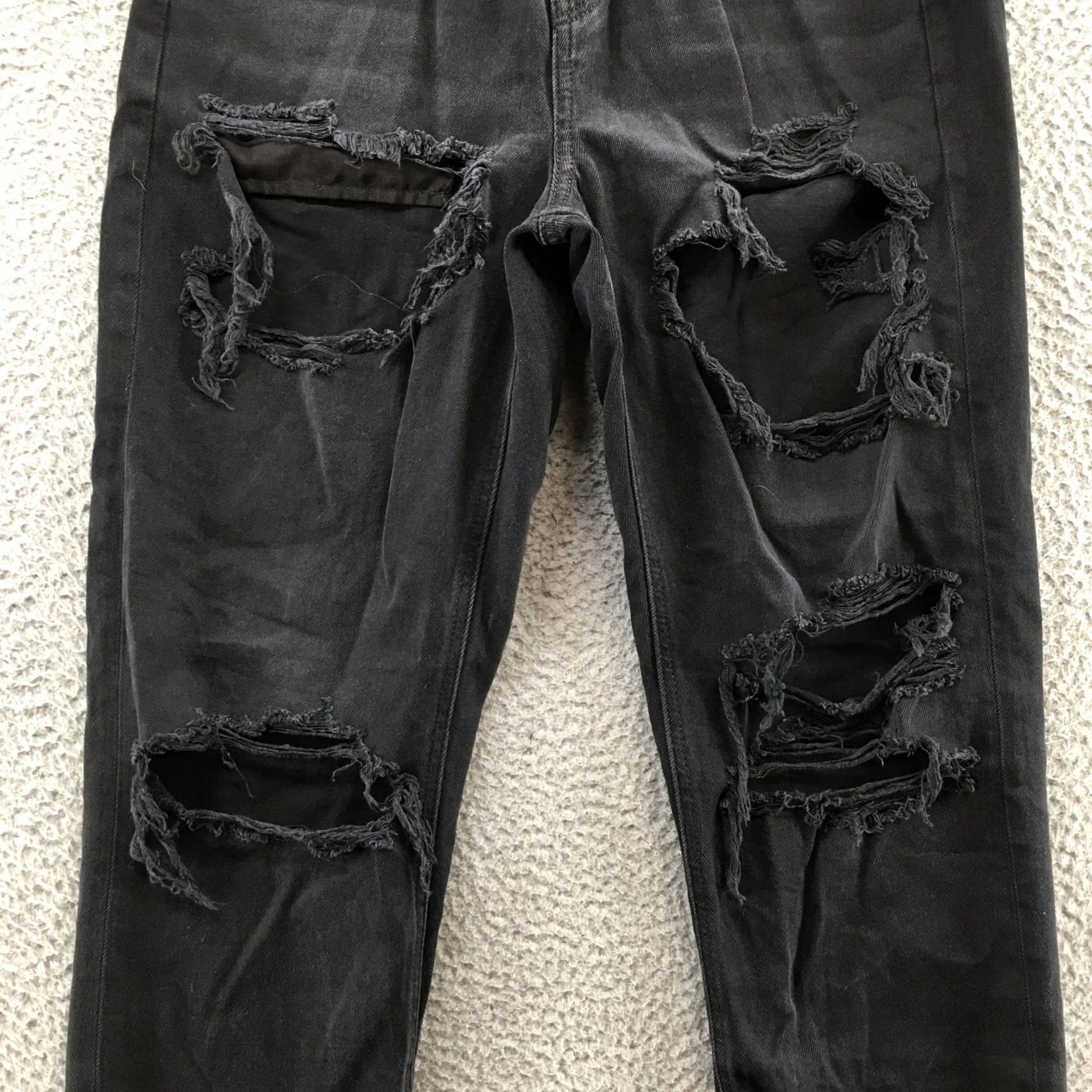 American Eagle Outfitters American Eagle Mom Jeans Womens 4R Black High Rise Distressed Size 27" / US 4 / IT 40 - 6 Thumbnail