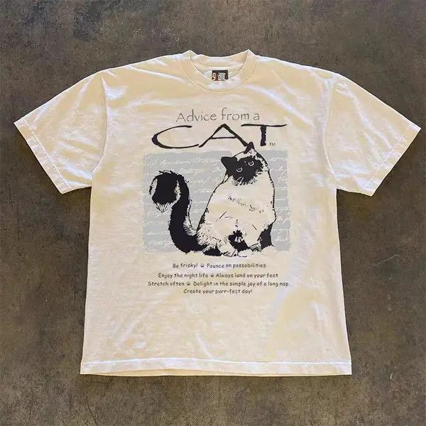 Japanese Brand Mikami x Koga White washed retro cat print t-shirt Size US M / EU 48-50 / 2 - 3 Thumbnail