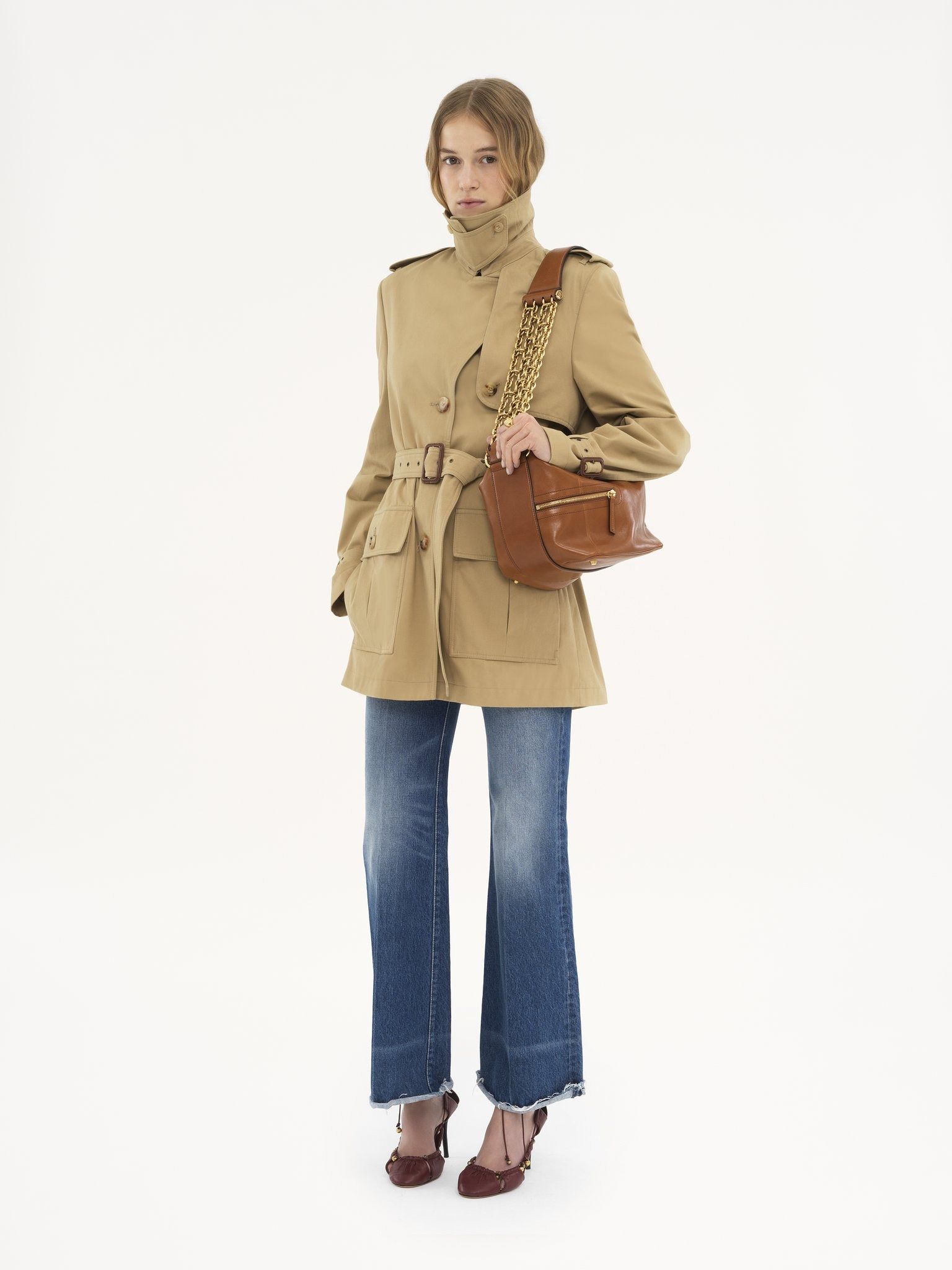 Chloe o1loc1c11125 Short Trench Coat in Argil Brown Size S / US 4 / IT 40 - 2 Thumbnail