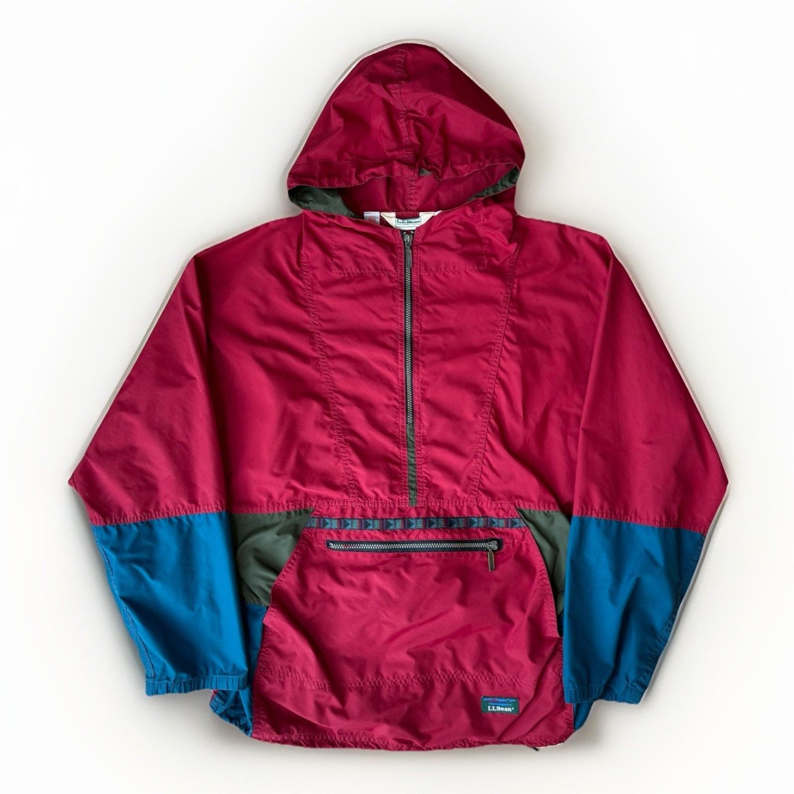 L.L. Bean Vintage LL Bean Anorak L Red 1/2 Zip Pullover Hooded 90s Size US L / EU 52-54 / 3 - 1 Thumbnail