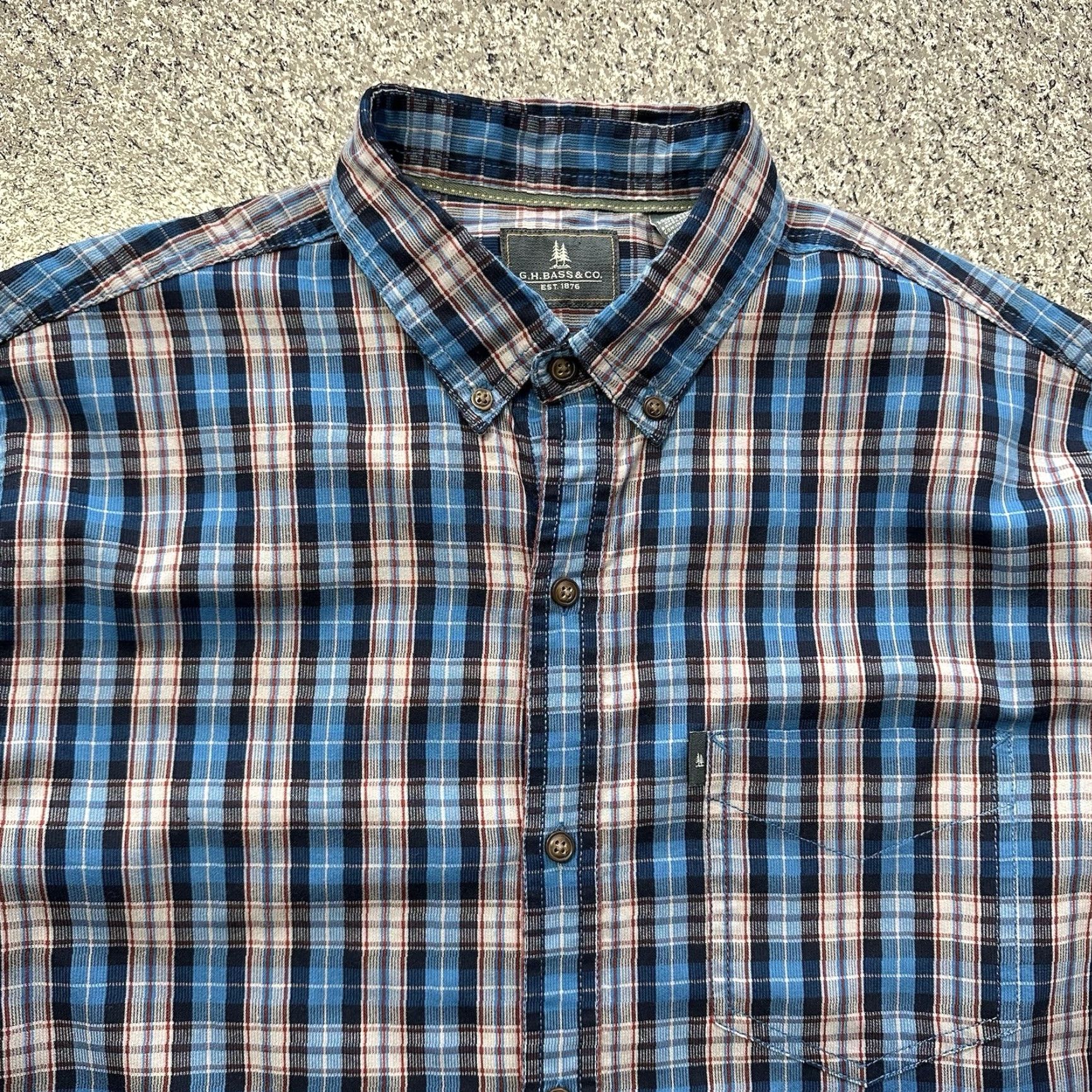 Vintage G.H. Bass & Co. Button-Up Shirt Mens M Plaid Corded Poplin Blue, Long Sleeve, Button-Down, Cotton-Polyester, Casual Shirt Size US M / EU 48-50 / 2 - 2 Thumbnail