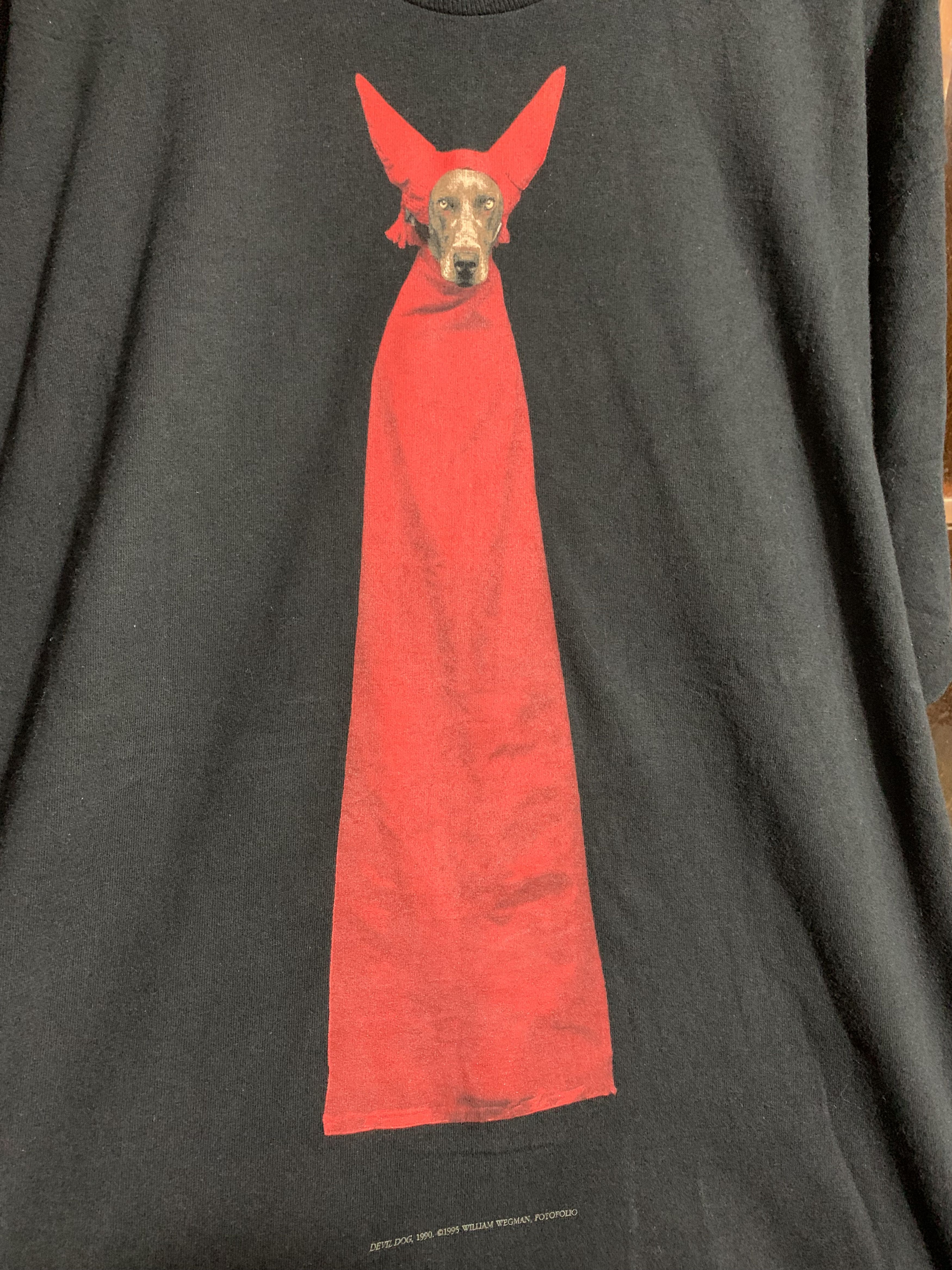 Vintage VTG 1995 Devil Dog William Wegman Art Single stitch Tshirt