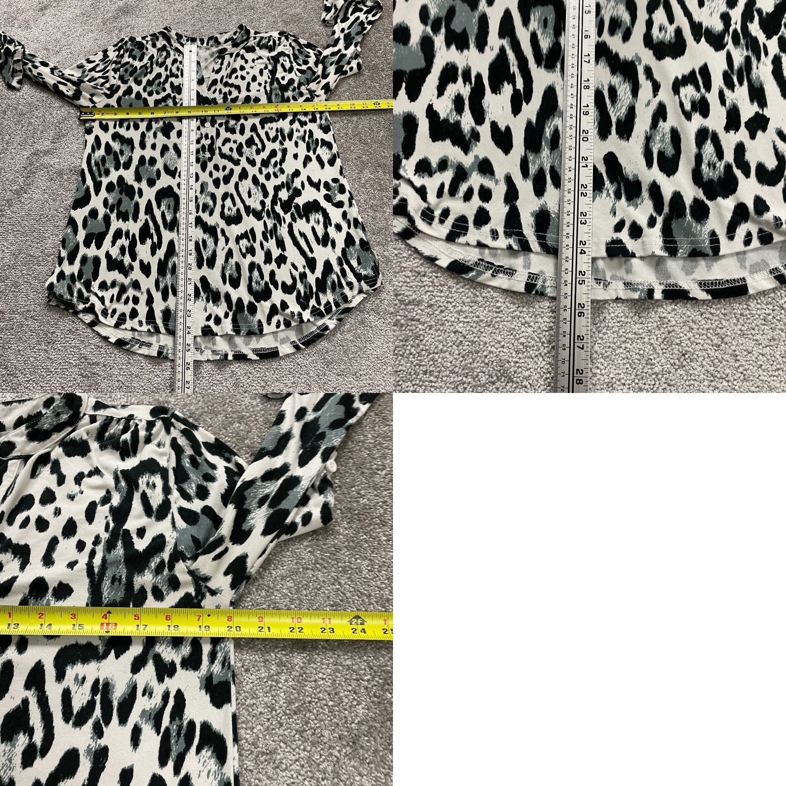 Vintage Unbranded Blouse Womens Large Black White Leopard V-Neck Button Up Long Sleeve Size L / US 10 / IT 46 - 8 Thumbnail