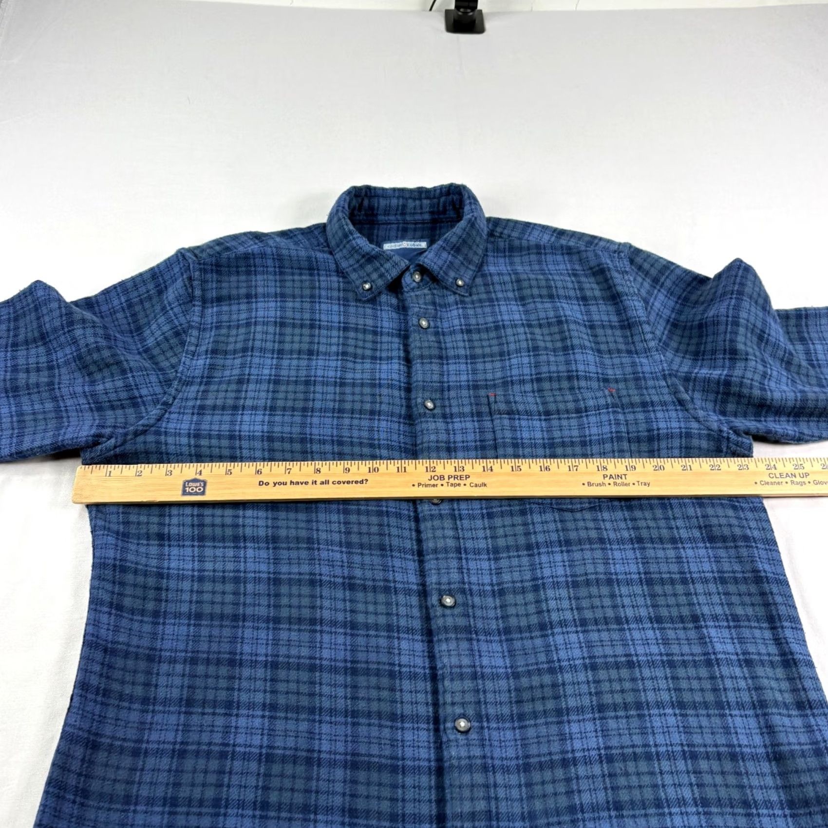 Carbon Carbon Flannel Shirt Mens Large Blue Plaid Button Up Casual Pocket Size US L / EU 52-54 / 3 - 4 Thumbnail