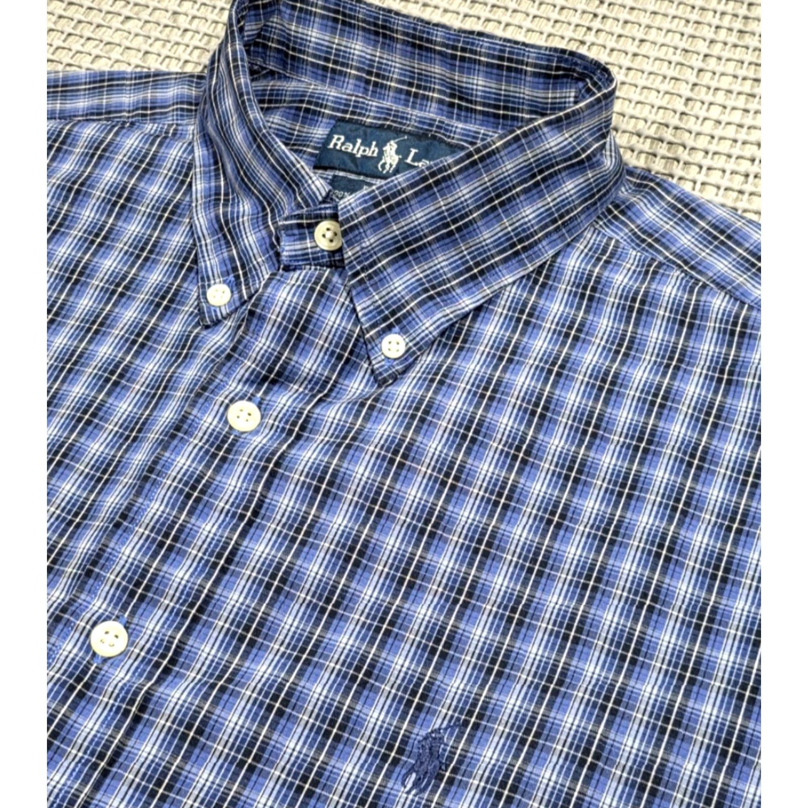 Polo Ralph Lauren VTG Polo Ralph Lauren Long Sleeve Twill Button Up Plaid Blue Shirt Mens M Blake Size US M / EU 48-50 / 2 - 4 Thumbnail