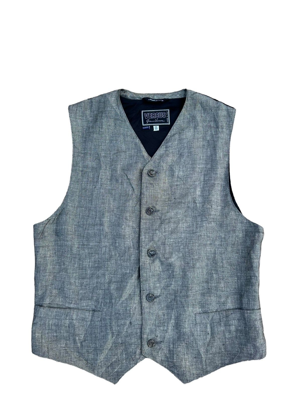 Versace Vintage 90s Gianni Versace Versus Linen Vest Size US M / EU 48-50 / 2 - 1 Thumbnail