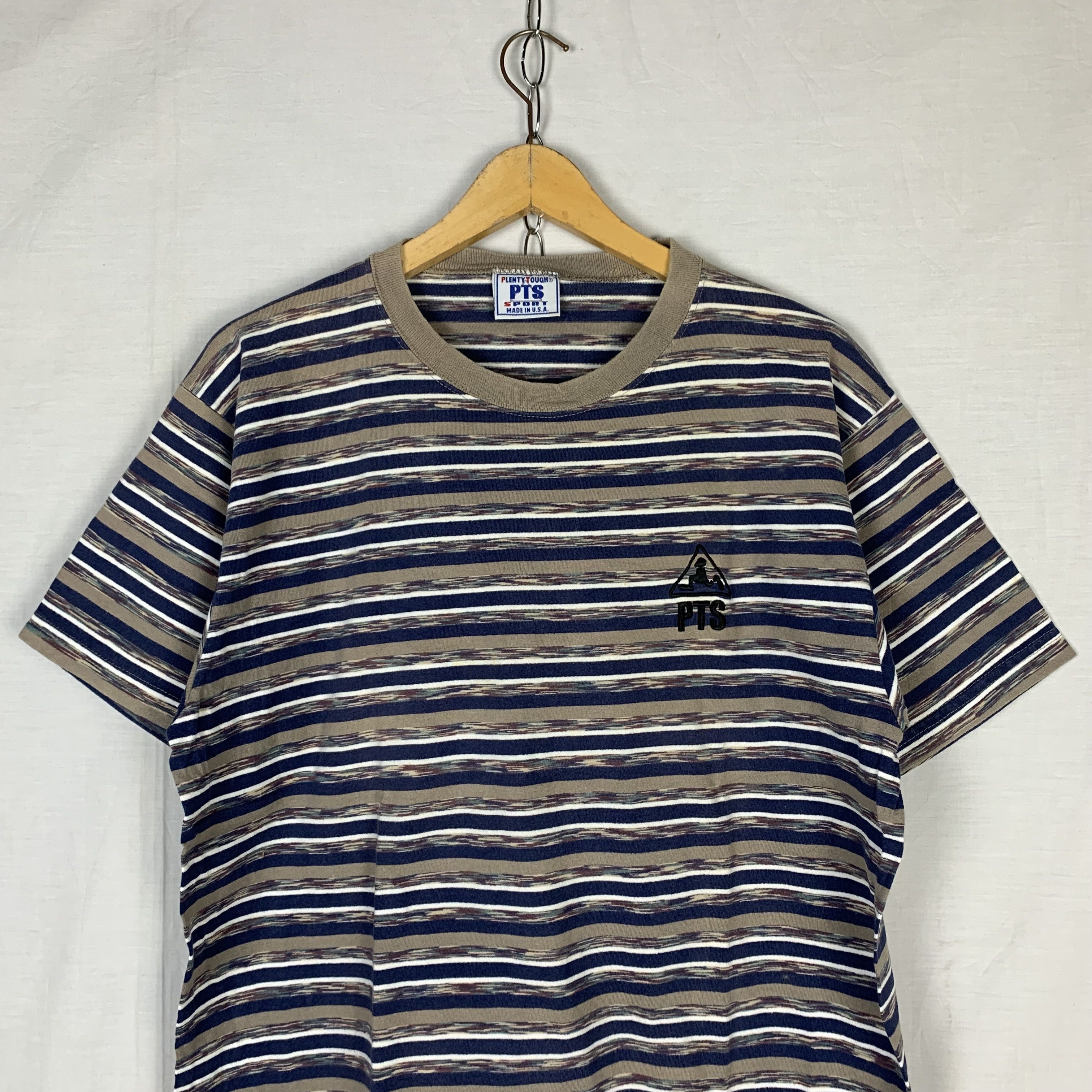 Vintage Vintage Plenty Tough USA Striped Tshirt Size US L / EU 52-54 / 3 - 3 Thumbnail