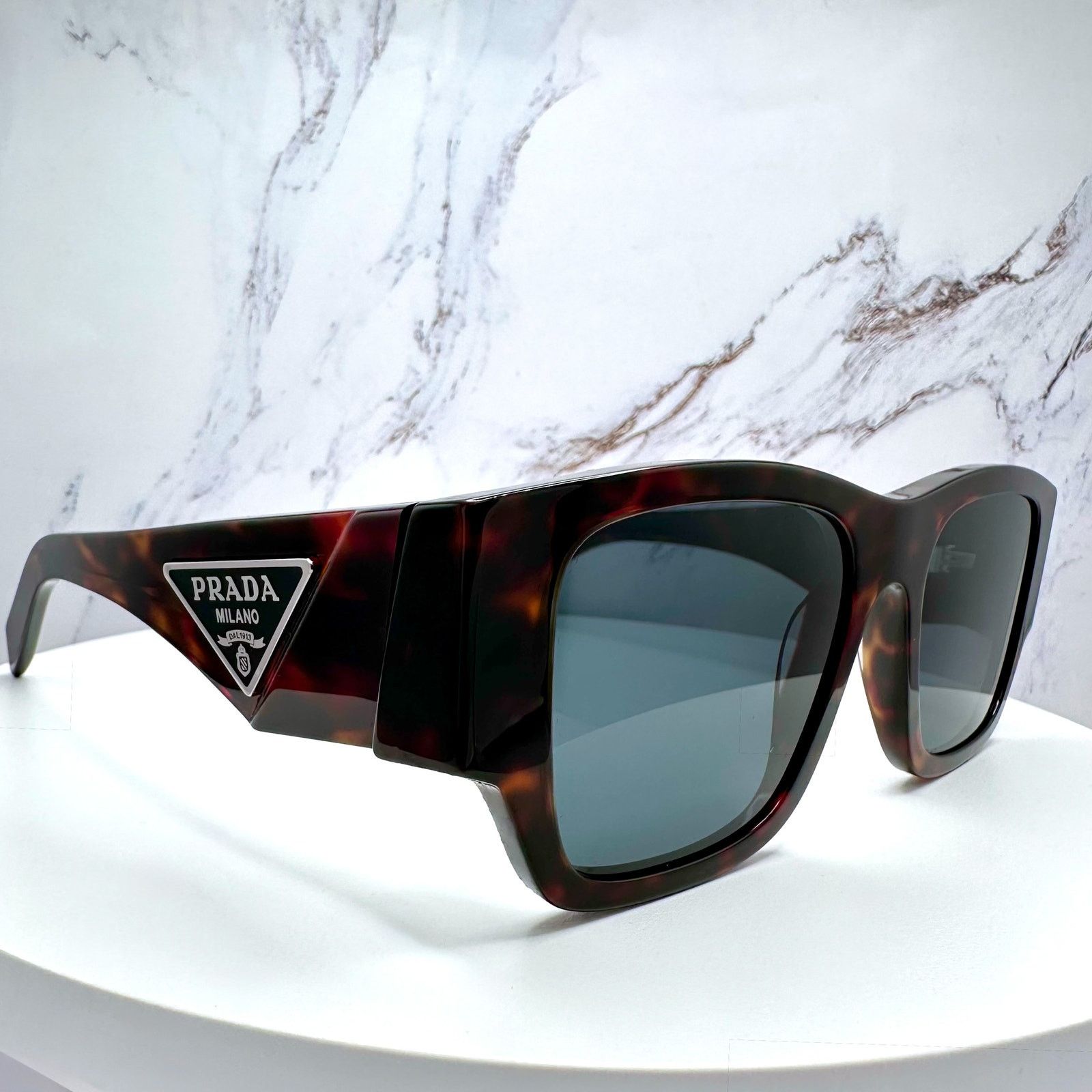 Prada New PRADA Sunglasses Brown Root Tortoise Square Plaque Logo Size ONE SIZE - 6 Thumbnail