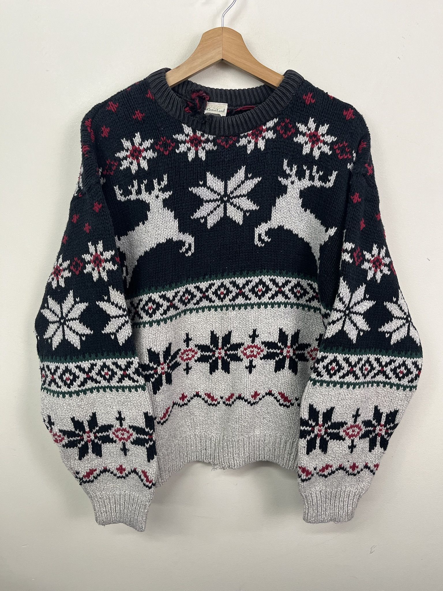 Other Vintage 1990s Greatland Thick Knit Sweater Jumping Stags Striped Knit Sweater Distressed Size S Size US S / EU 44-46 / 1 - 1 Thumbnail