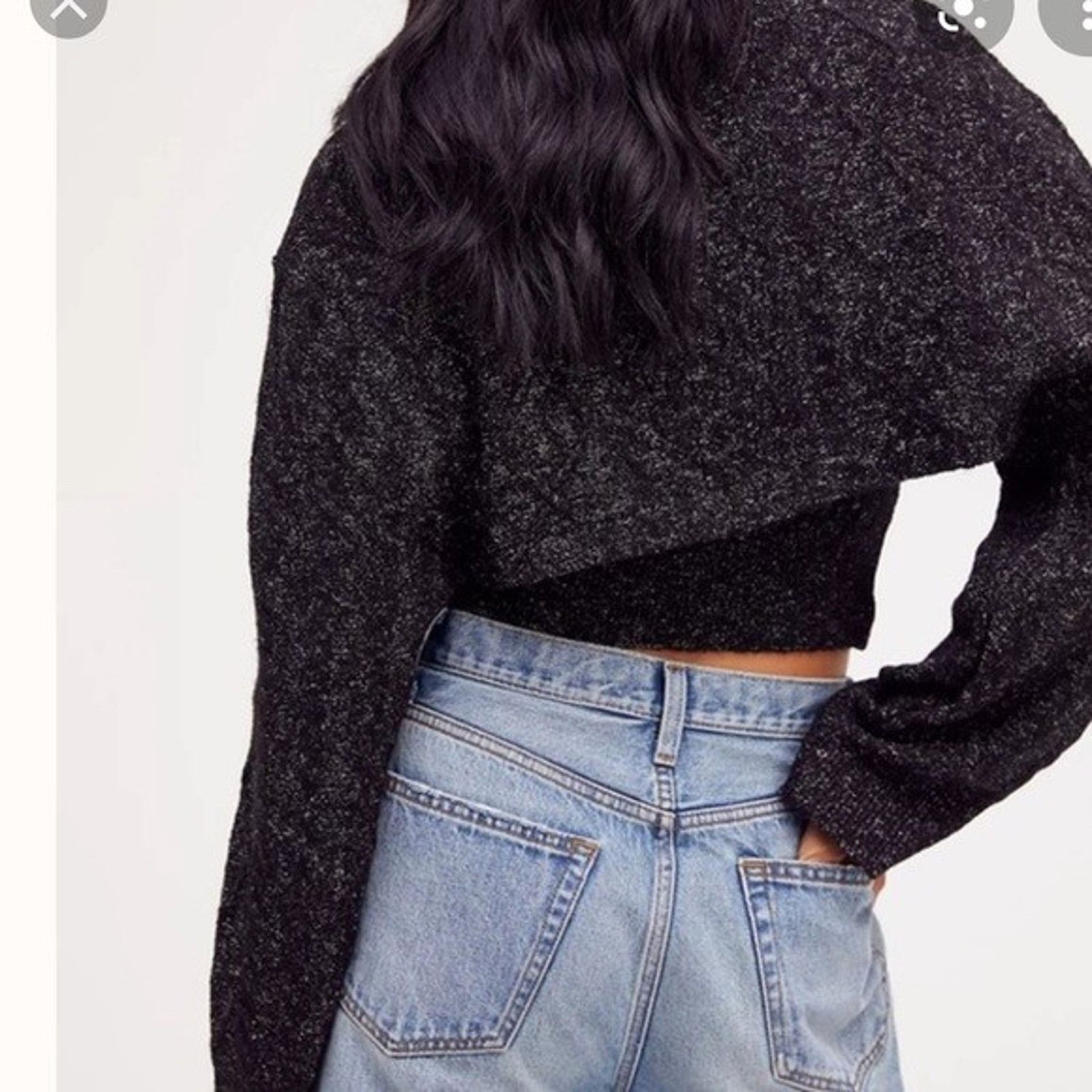 Free People Free People Sweater cropped Stretch Pullover Black S A001489 Size S / US 4 / IT 40 - 1 Thumbnail