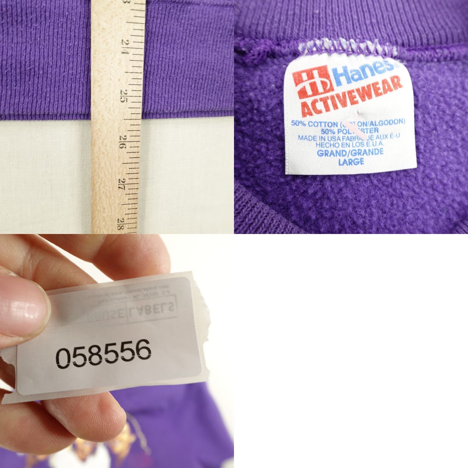 Hanes VINTAGE Hanes Sweatshirt Mens L Purple Crew Pullover 80s Graphic Print Logo Pullover Knit Cotton-Polyester Sweater Size US L / EU 52-54 / 3 - 8 Thumbnail