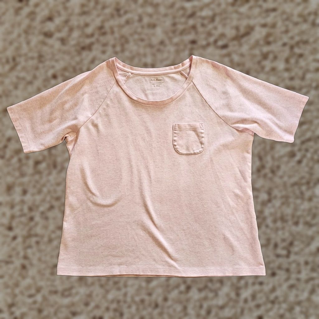 Vintage LL Bean Top Shirt Womens Large Pink Short Sleeve Round Neck Stretch Solid Basic Size L / US 10 / IT 46 - 1 Thumbnail