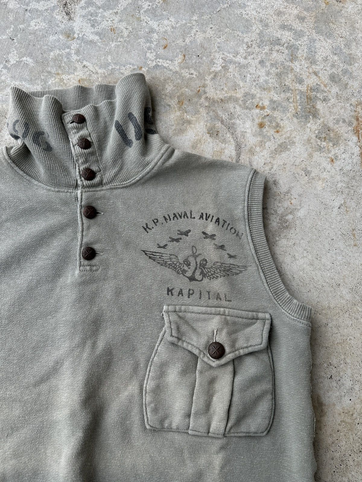 Kapital Kapital Stenciled US Army USAF Military vest polo quater zip Size US M / EU 48-50 / 2 - 4 Thumbnail