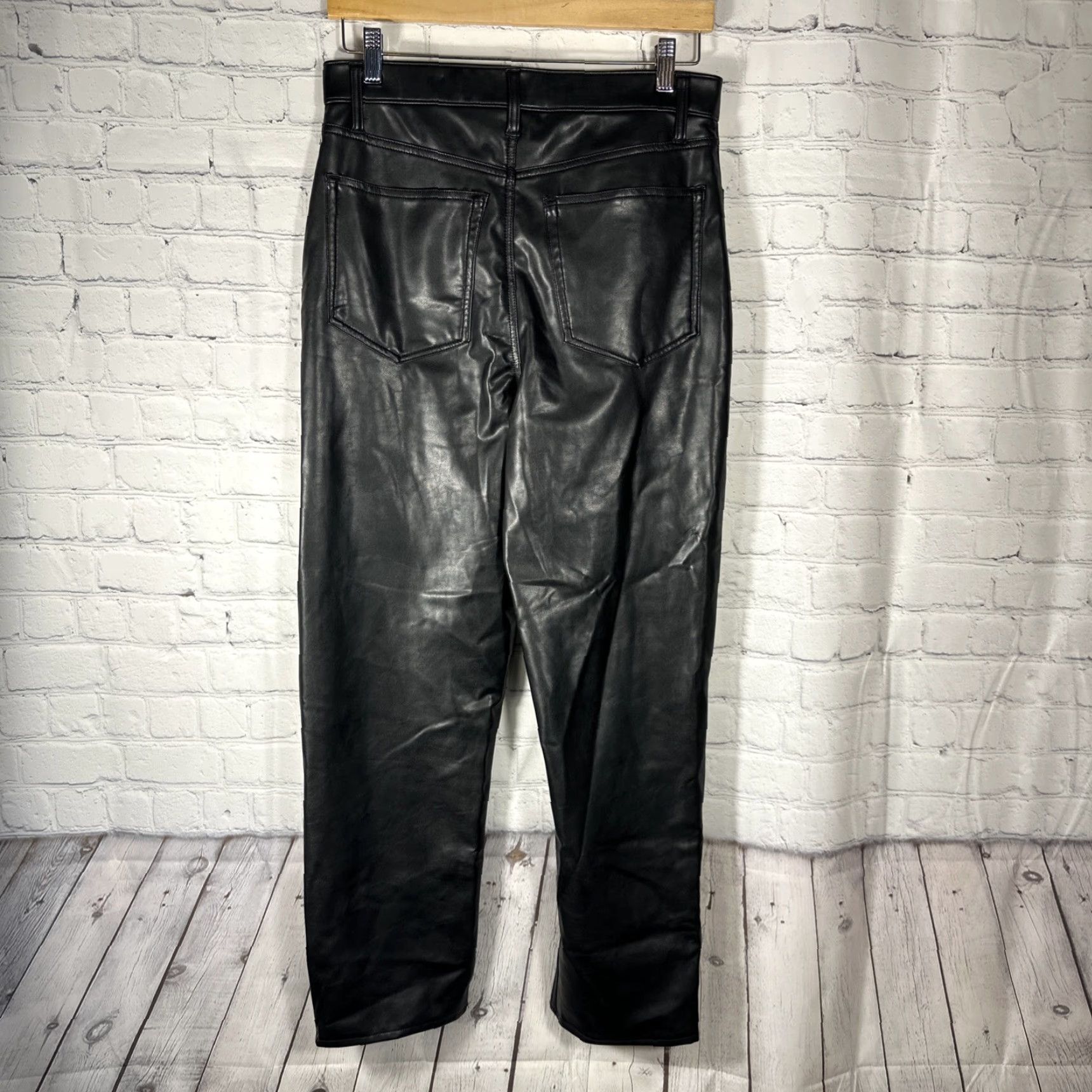 Abercrombie & Fitch Abercrombie & Fitch Faux Leather Pants Womens 30 Black Ultra High Rise Ankle Straight Vegan Leather 90s Grunge City Classic Womens Size 30" / US 8 / IT 44 - 5 Thumbnail