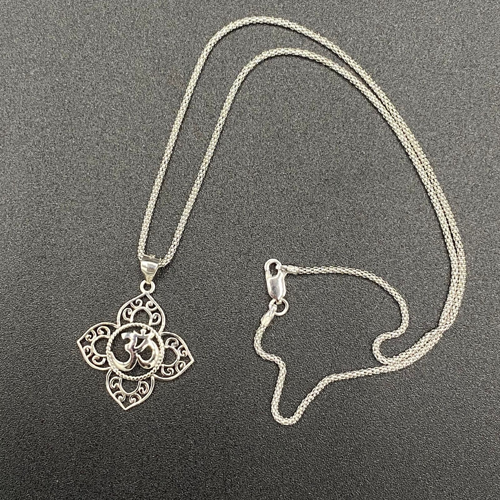 The Unbranded Brand Om Religious Symbols Sterling Silver Pendant Necklace Size ONE SIZE - 1 Thumbnail