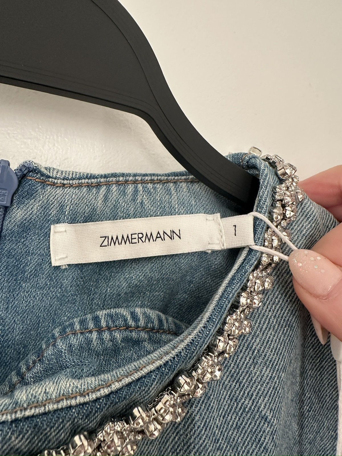 Zimmermann Crystal Embellished Denim Minidress