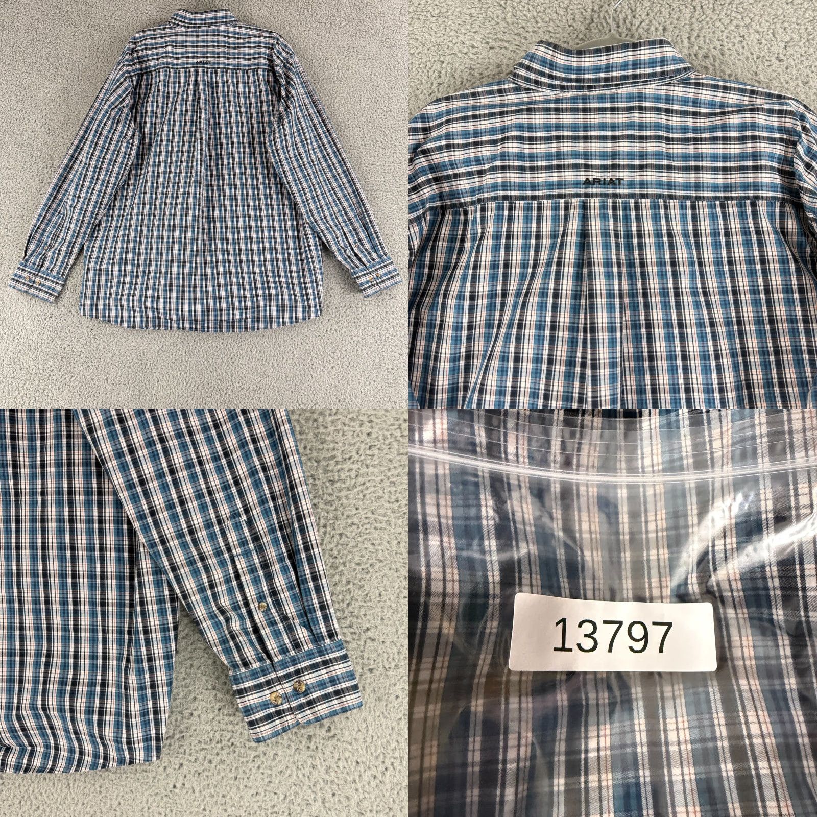 Ariat Ariat Pro Series Dargan Button-Up Shirt Mens XL Blue Plaid Long Sleeve Size US XL / EU 56 / 4 - 9 Thumbnail