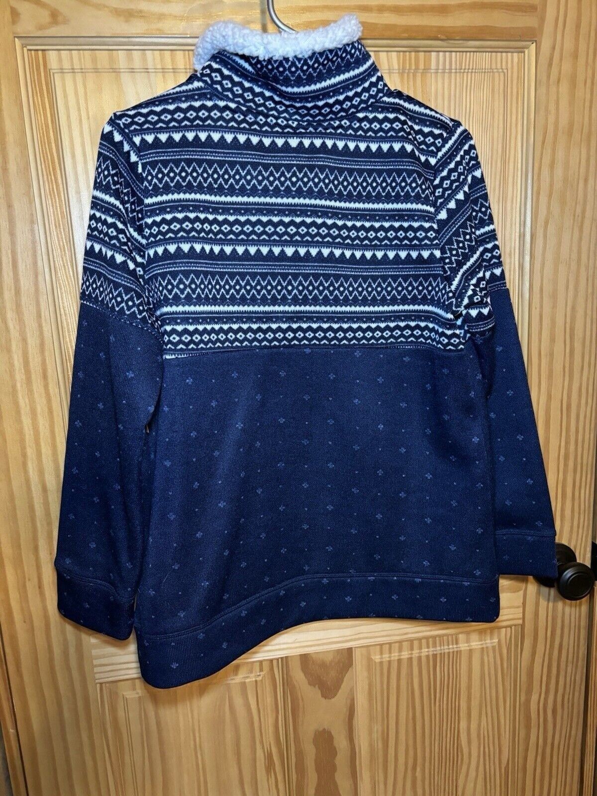 St. Johns Bay St. Johns Bay Blue White Fleece Mock Neck Sweater size M Size M / US 6-8 / IT 42-44 - 6 Thumbnail