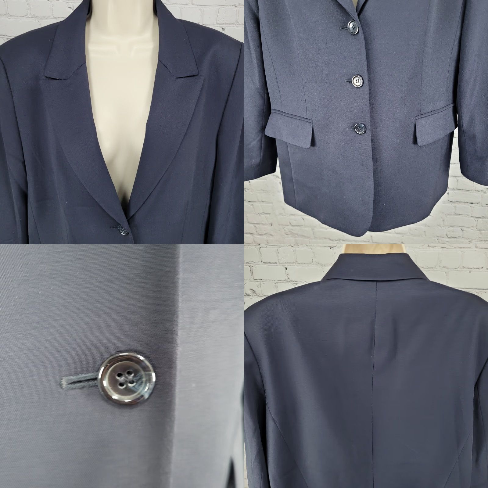 Talbots VINTAGE Talbots Blue Italian Wool Stretch 3 Button Peak Blazer USA Made Size 14 Jacket Women Size XL / US 12-14 / IT 48-50 - 8 Thumbnail