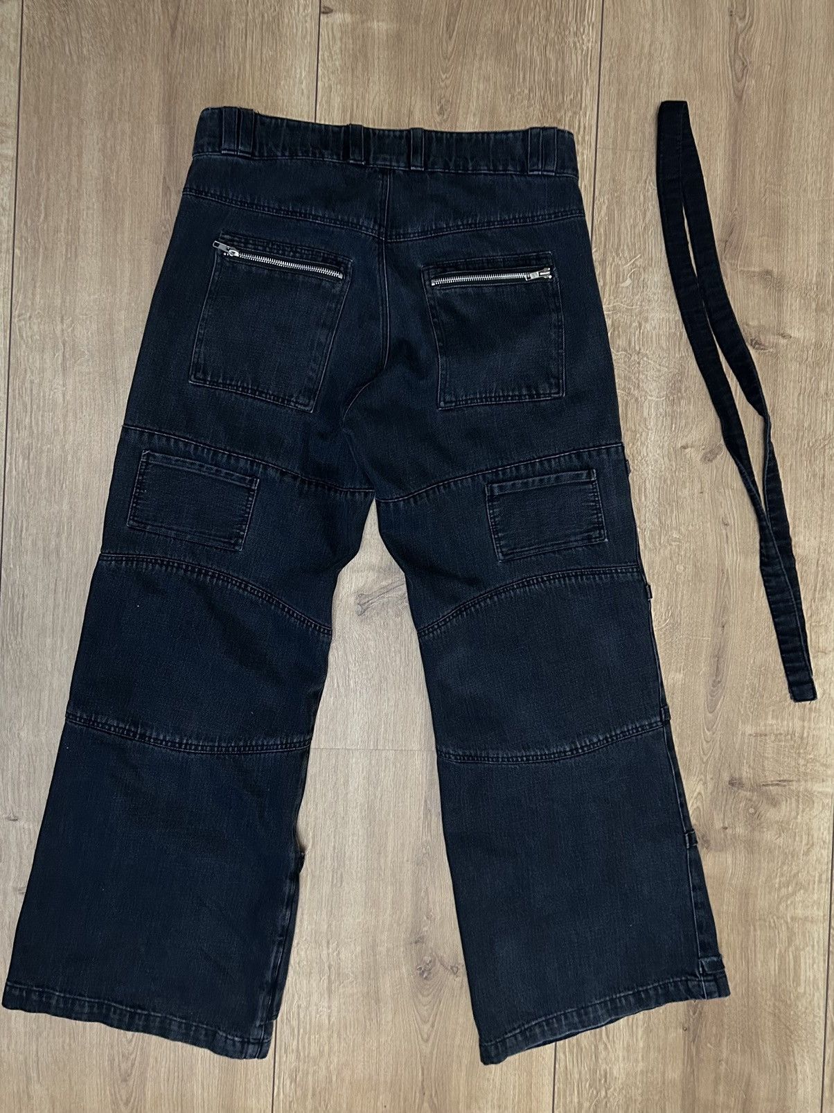 Designer Desolation Combat “MEGA-XEN” Flared Black Denim Pants Size US 34 / EU 50 - 3 Thumbnail