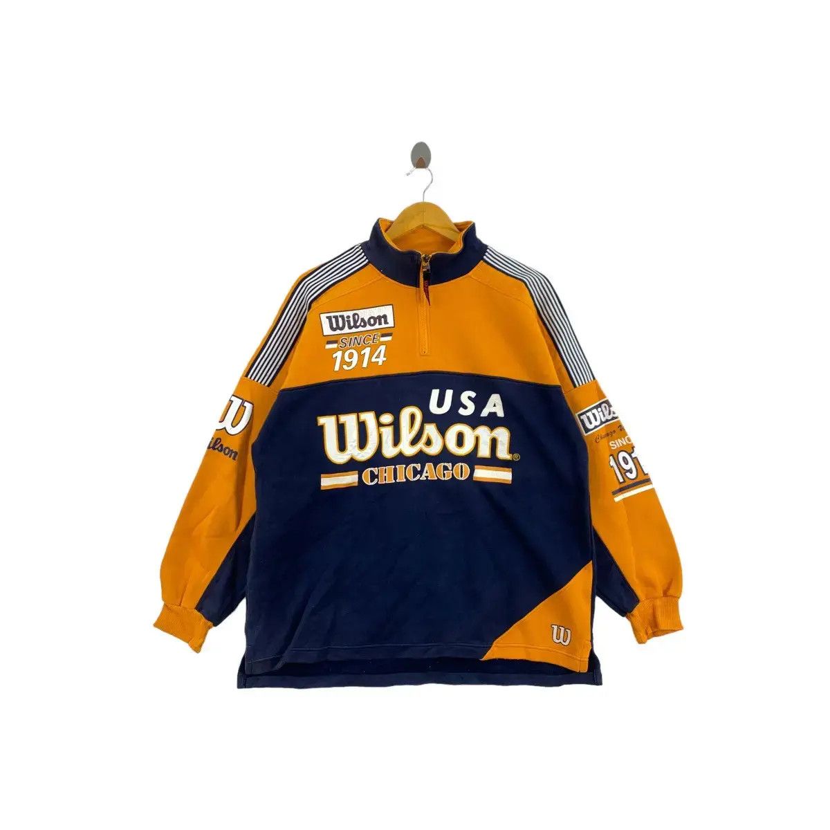 Vintage WILSON Chicago Usa Print Sports Tennis Half Zipper Oversize Size US L / EU 52-54 / 3 - 1 Thumbnail