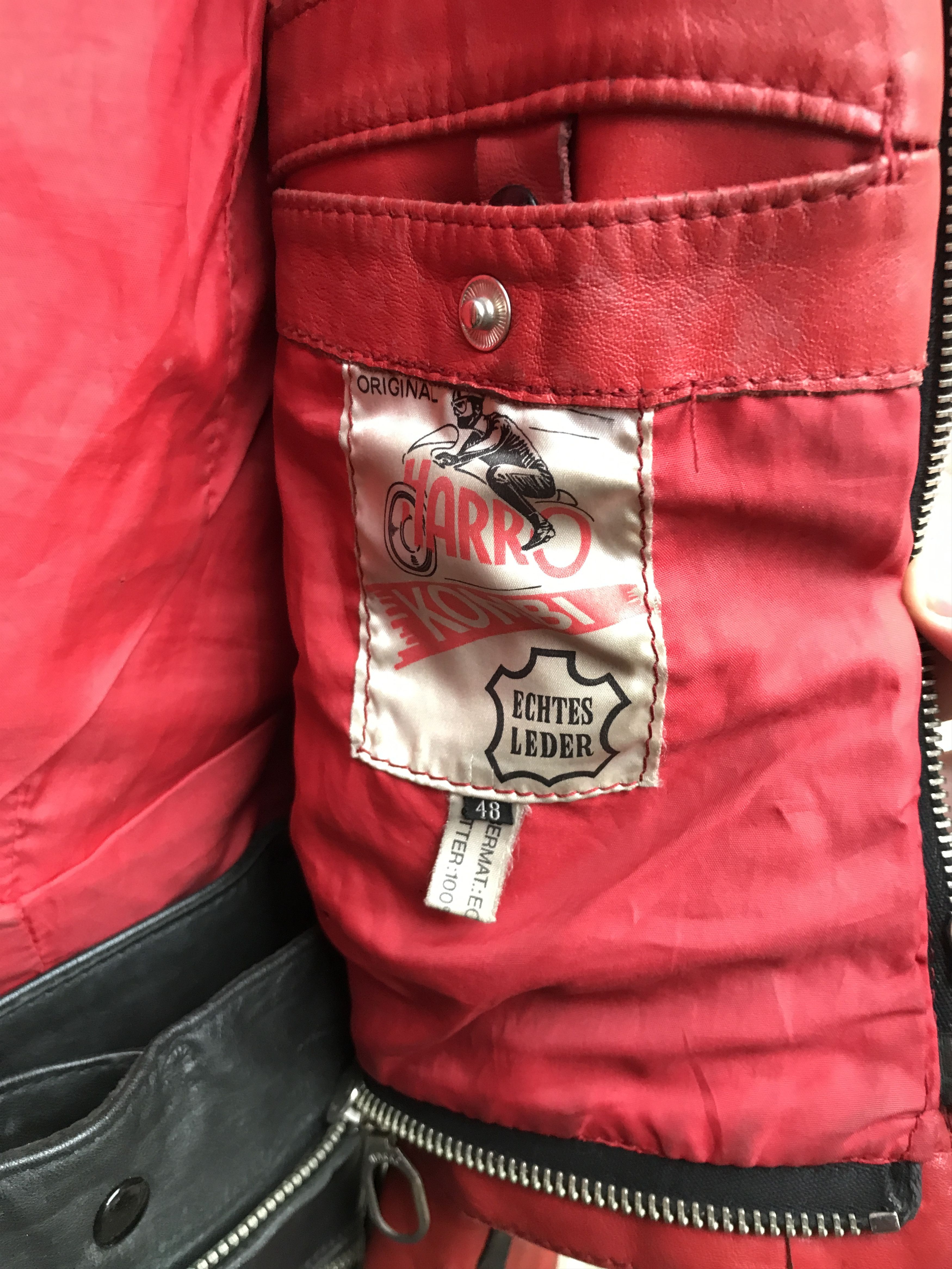 Vintage 70s Kombi Harro Distressed Leather Biker Jacket/ Racing Suit Size US S / EU 44-46 / 1 - 14 Thumbnail