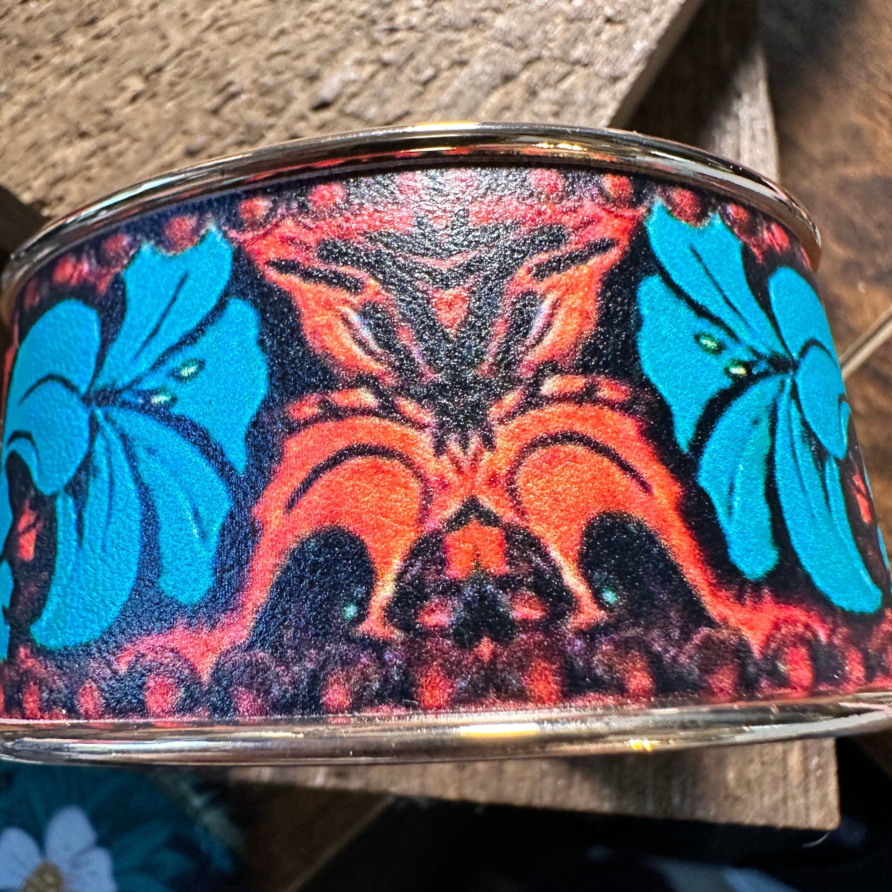 Other Boho Native American Floral Wide Cuff Bangle Bracelet, Ships Size ONE SIZE - 5 Thumbnail