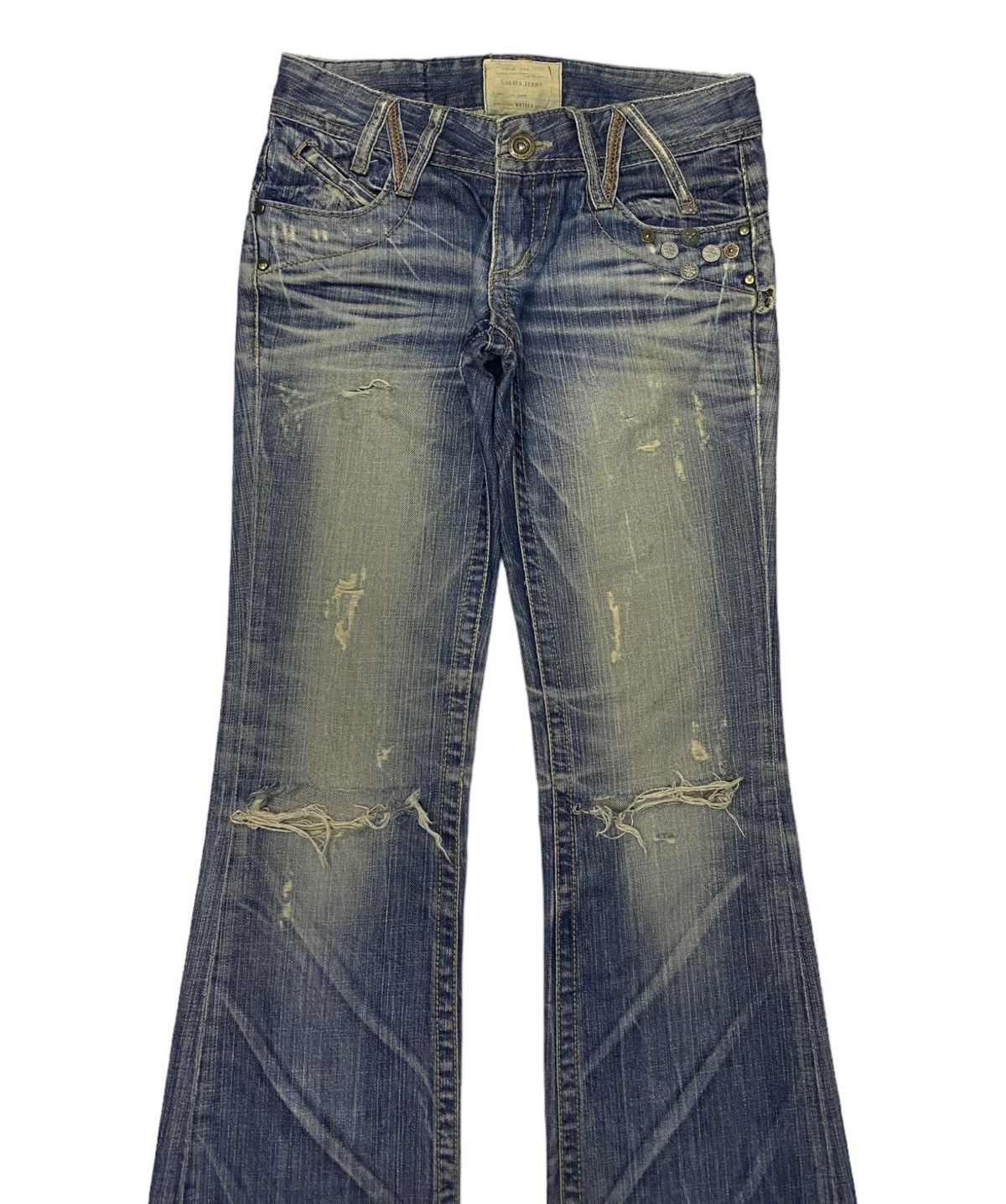 If Six Was Nine 🔥FLARE JEANS LOLITA LOW RISE DISTRESSED FLARE DENIM JEANS Size US 30 / EU 46 - 5 Thumbnail