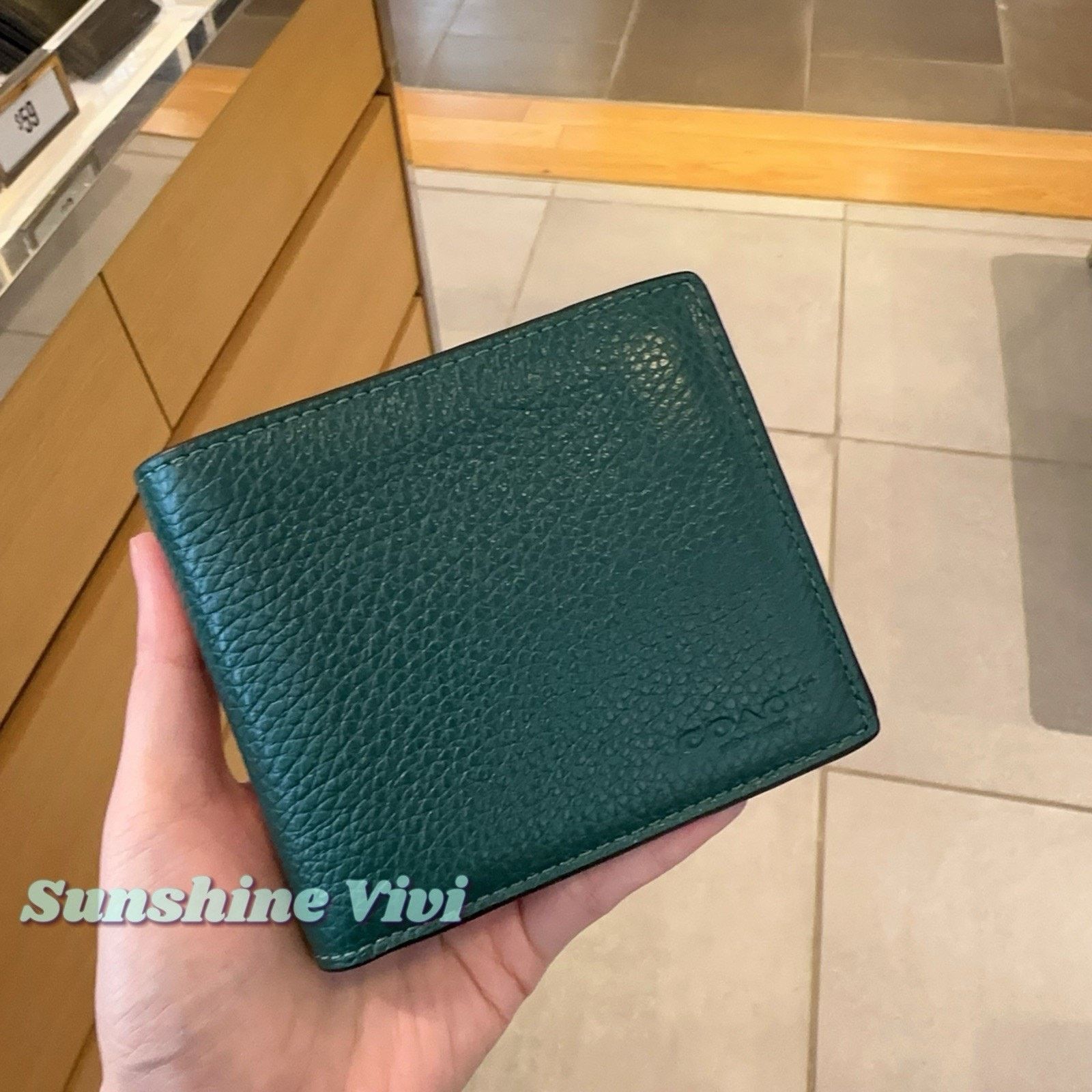 Coach NWT COACH CR398 Men 3-In-1 Wallet Leather EMERALD/EMERALD Size ONE SIZE - 2 Thumbnail