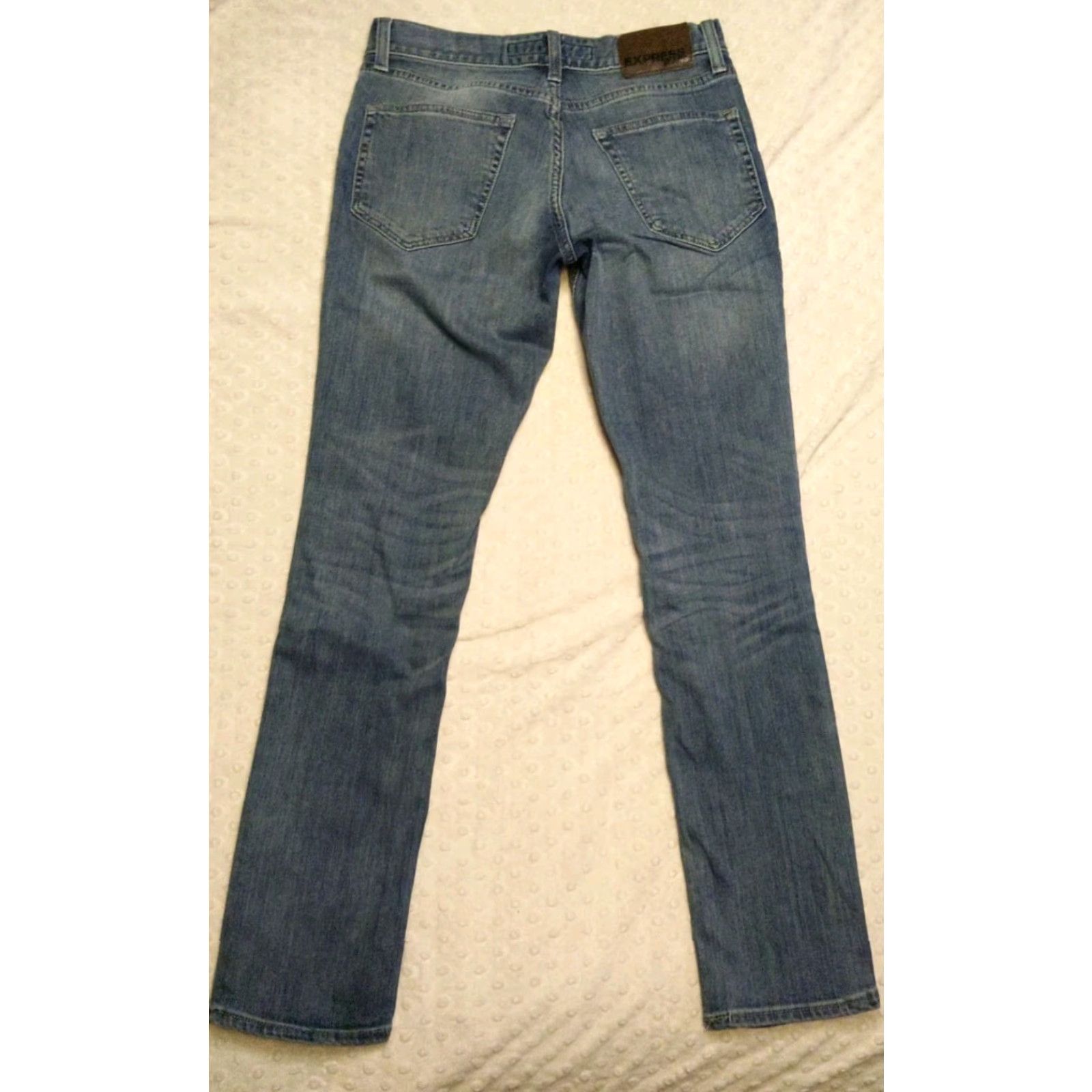 Express Express Alec Jeans Mens 29x30 Blue Cotton Denim Skinny 5-Pocket Zipper Button Size US 29 - 7 Thumbnail