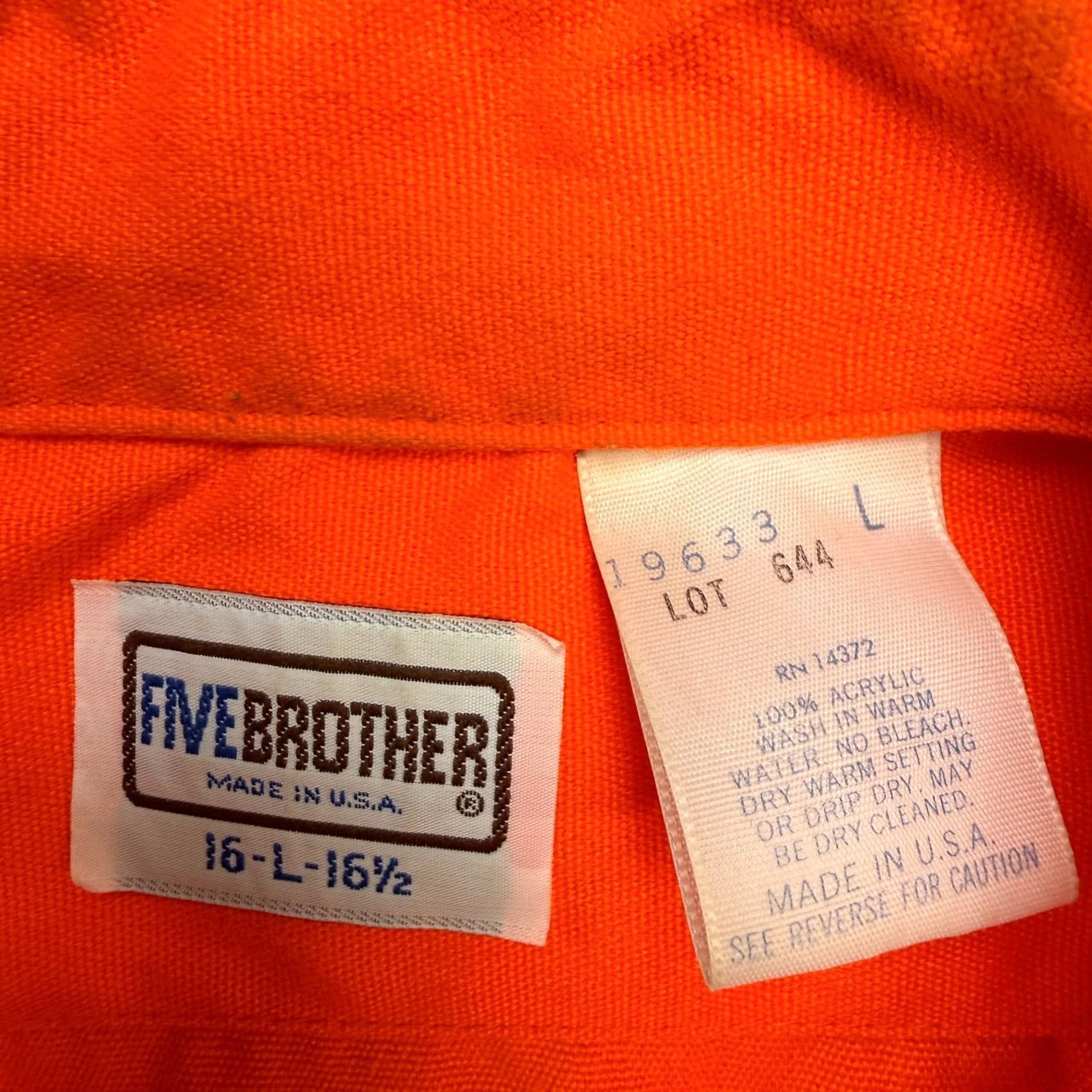 Vintage VTG Five Brothers Flannel Shirt Men Large Blaze Orange High Visibility Hunting Button-Up Jacket Shirt Size US L / EU 52-54 / 3 - 3 Thumbnail