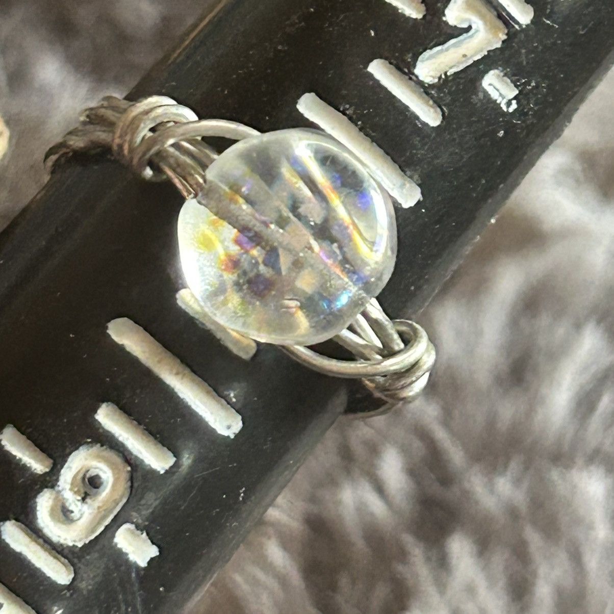 Other Hand crafted silver wire glass stone ring 8 Size ONE SIZE - 3 Thumbnail