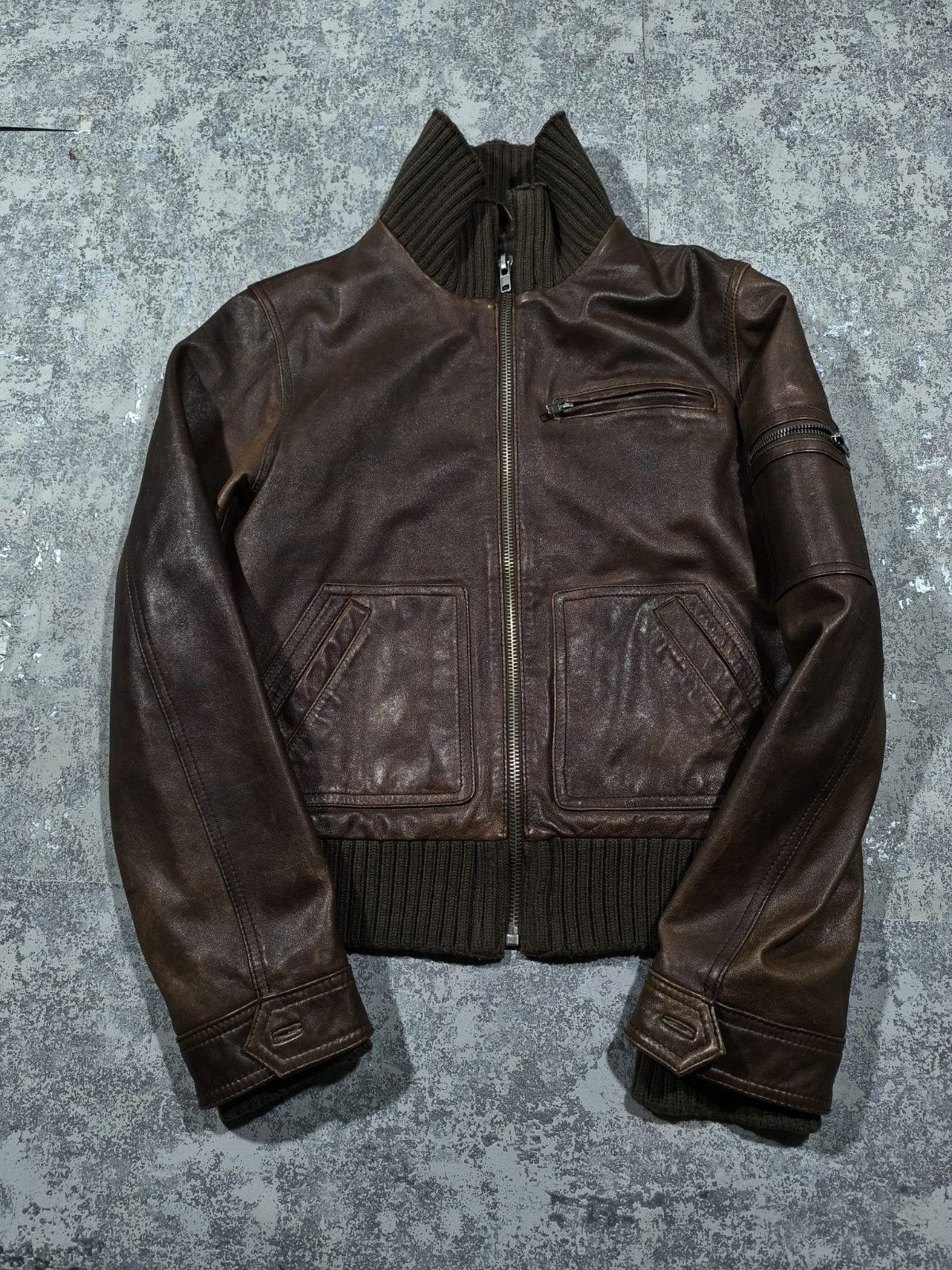 Hysteric Glamour Vtg Brown Leather Bomber Jacket Hedi Slimane Junya Watanabe Size US S / EU 44-46 / 1 - 6 Thumbnail