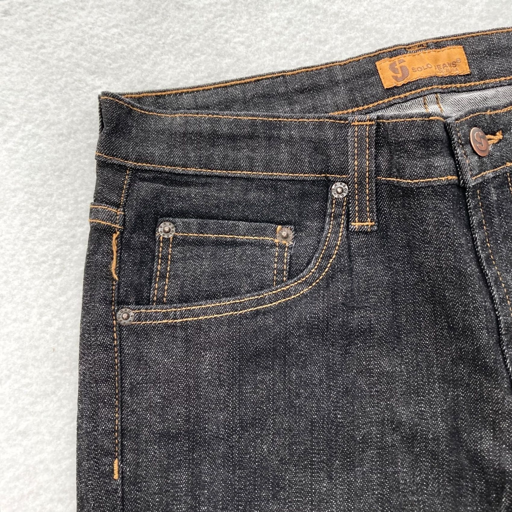 Vintage VINTAGE Solo Jeans Mens 33x32 Skinny Slim Fit Dark Blue Stretch Denim NWT Y2K Grunge Skater Jeans Mens Size US 33 - 3 Thumbnail