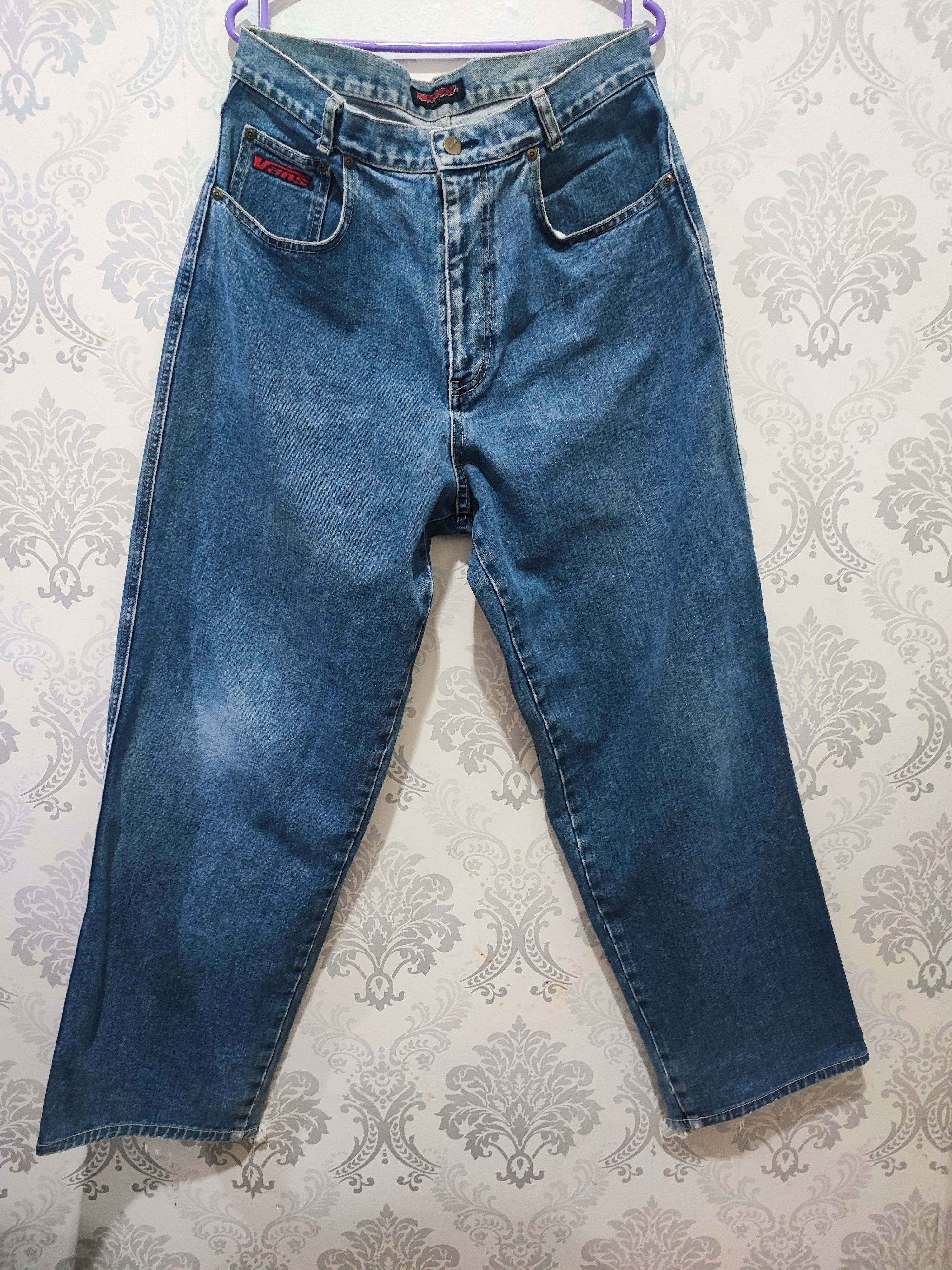 image of 90's Vans Skateboard Baggy Jeans in Blue Denim, Men's (Size 33)