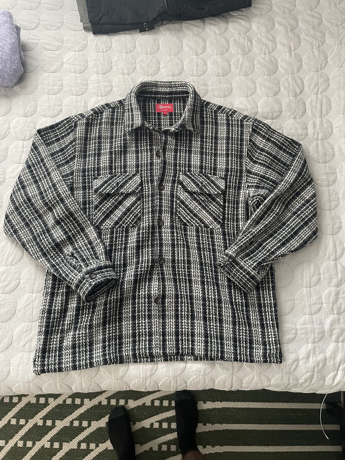 image of Supreme Heavyweight Knit Flannel in Black, Men's (Size Large)