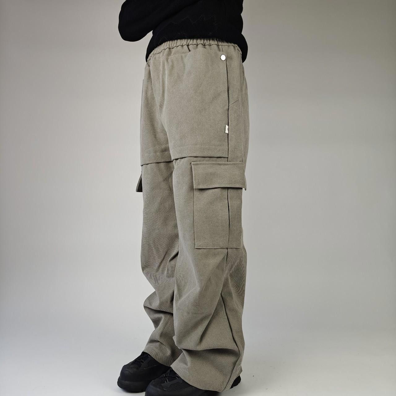 Other Beige Heavy Canvas Technical Wide Leg Trousers Size US 32 / EU 48 - 2 Thumbnail