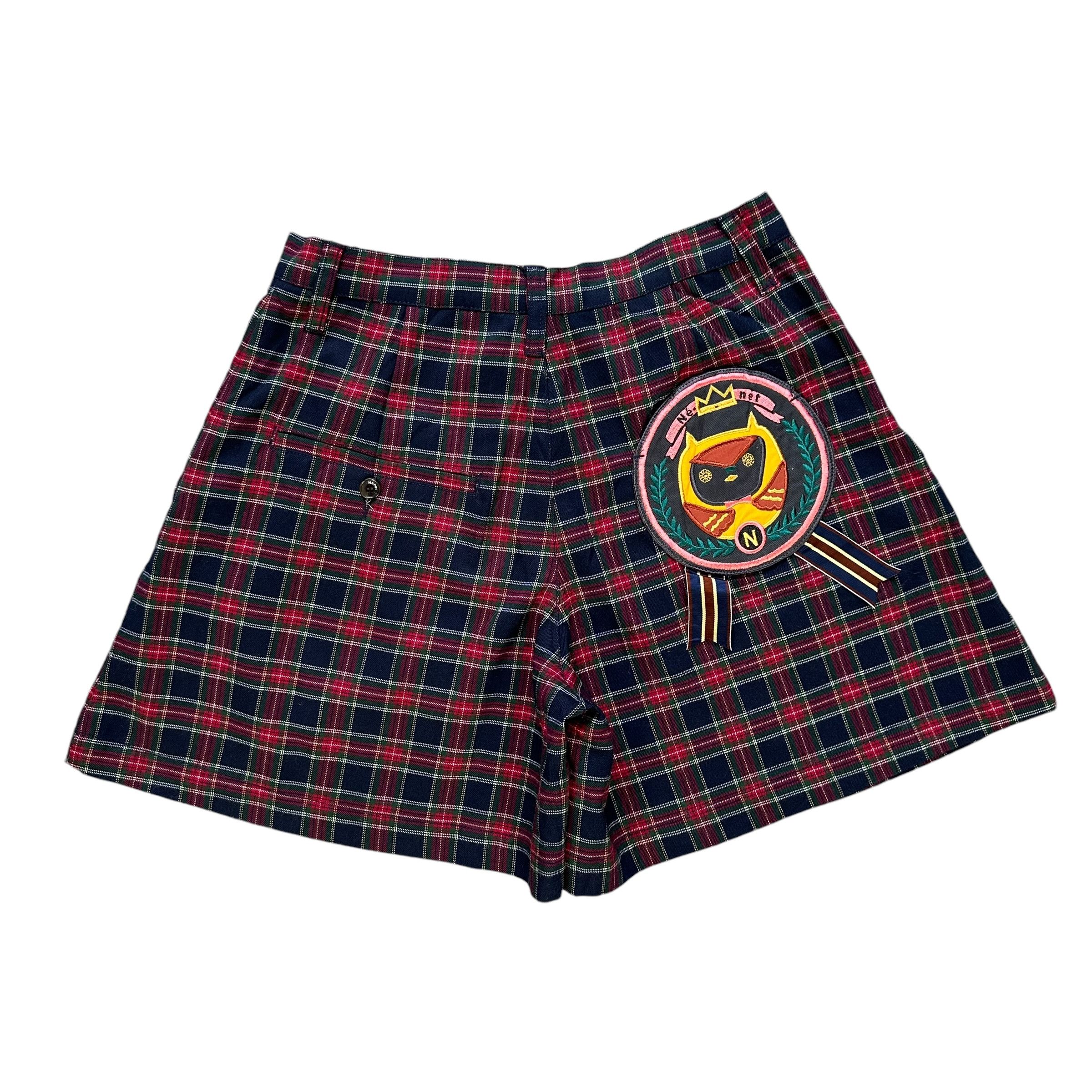 Ne-Net Back Patches Logo Checked Shorts Pant #A57-1312