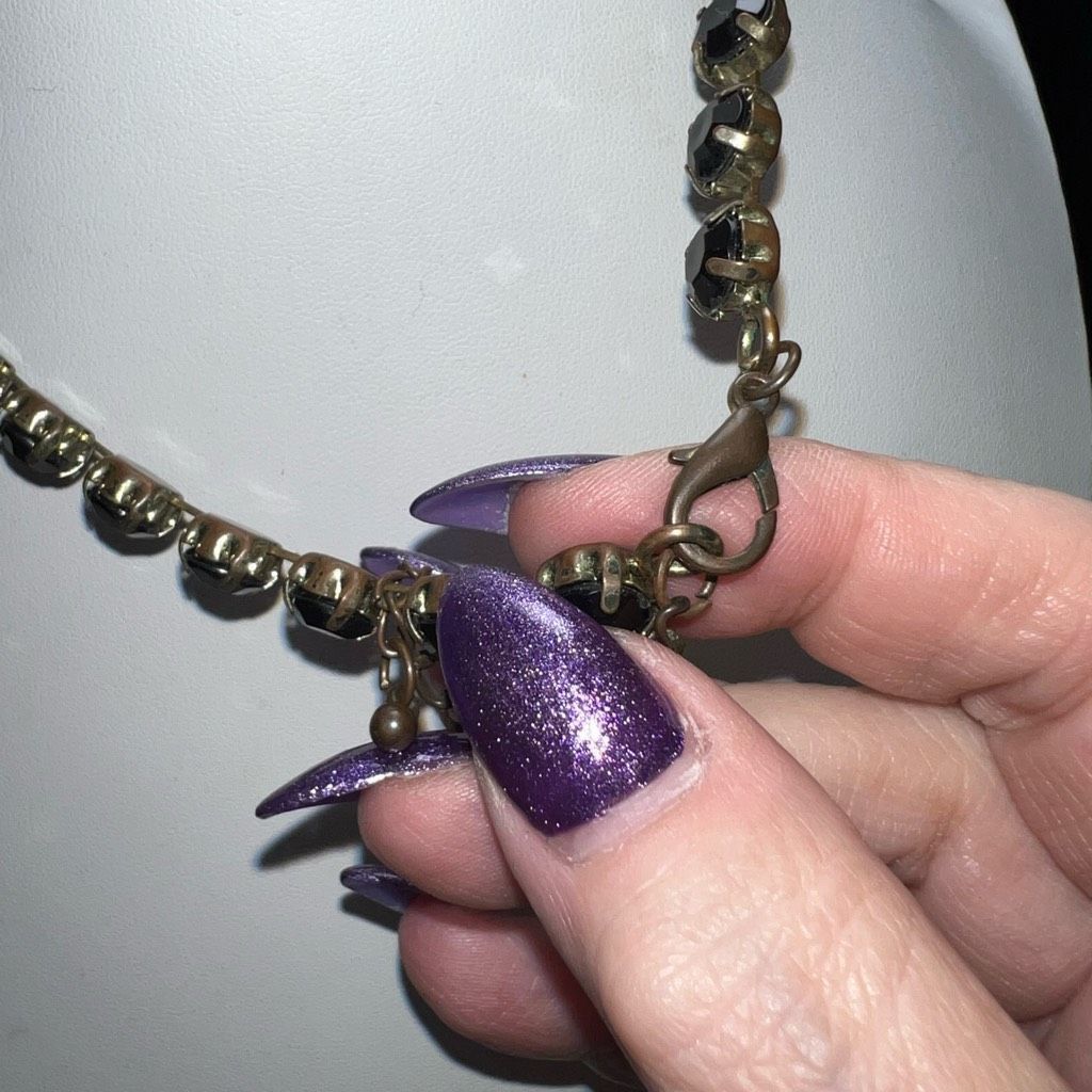 Vintage Vintage Gold Tone And Black Stone Collar Necklace Size ONE SIZE - 6 Thumbnail