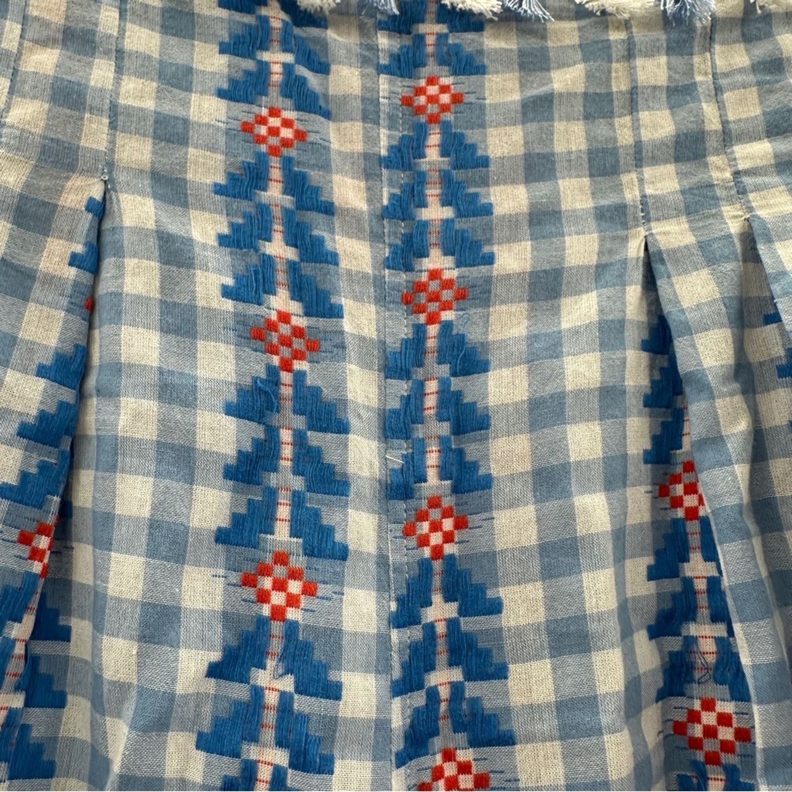 Dodo Bar Or DoDo Bar Or Fernanda Wide Leg Gingham Tassel High Rise Pants Size 31" - 8 Thumbnail