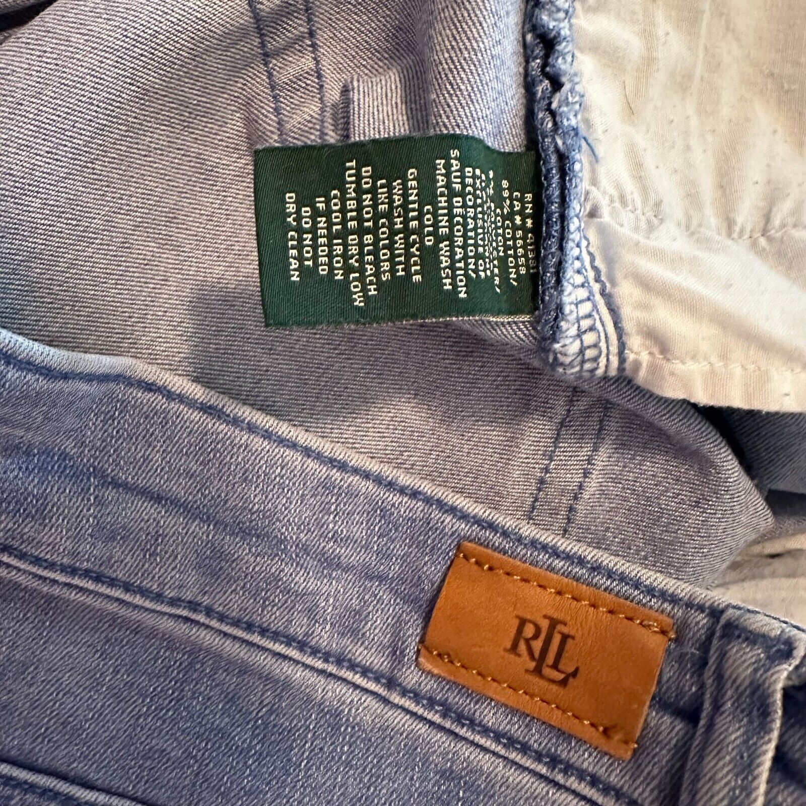 Lauren Ralph Lauren Lauren "Ralph Lauren" Embroidered Hem Cropped Blue Jeans Sz8 Size 29" - 12 Thumbnail